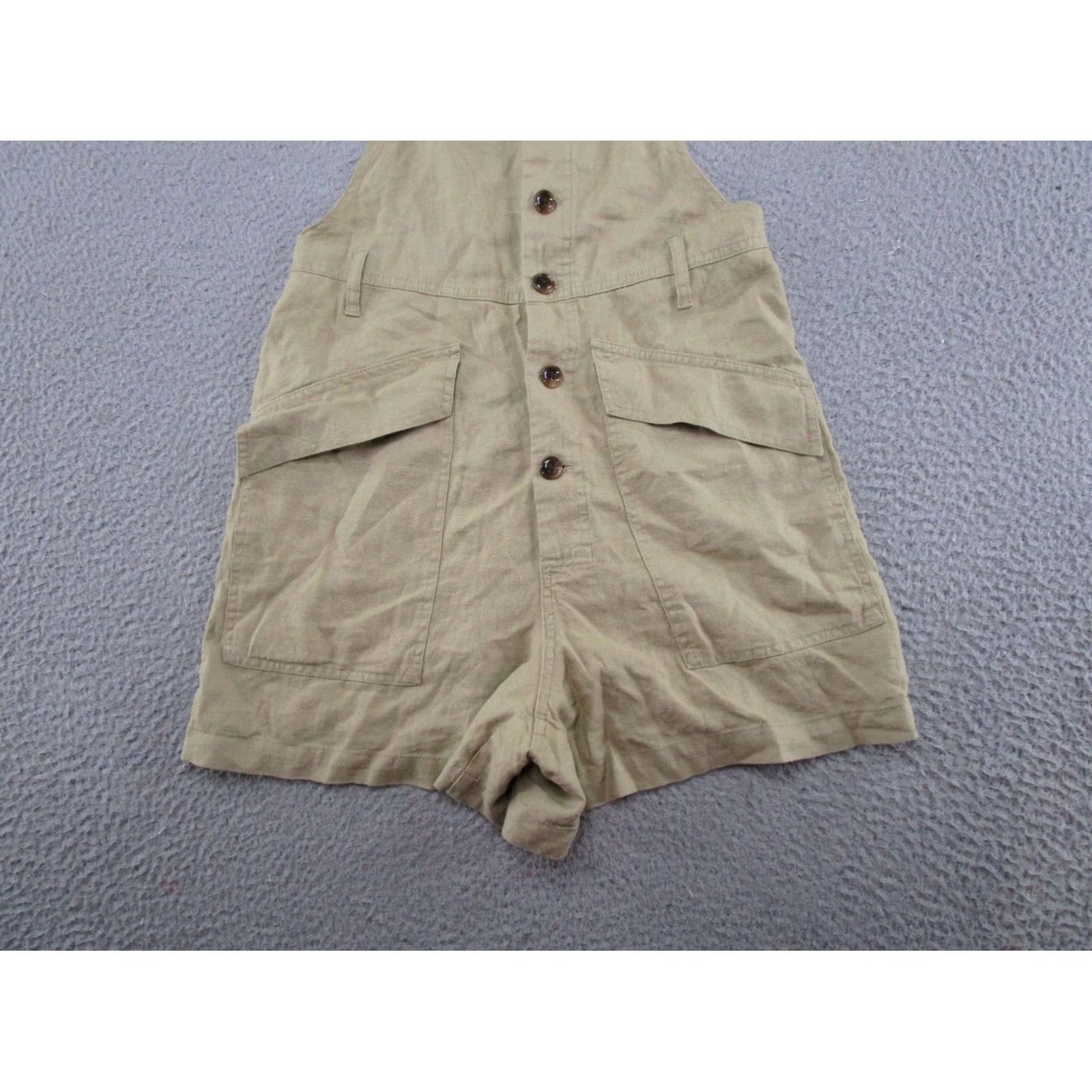 Urban Outfitters Urban Outfitters Boho Linen Blend Button-Front Shortalls Beige Size S Chic One-Piece Women Summer Bohemian Vintage: No Size 28" / US 6 / IT 42 - 2 Thumbnail