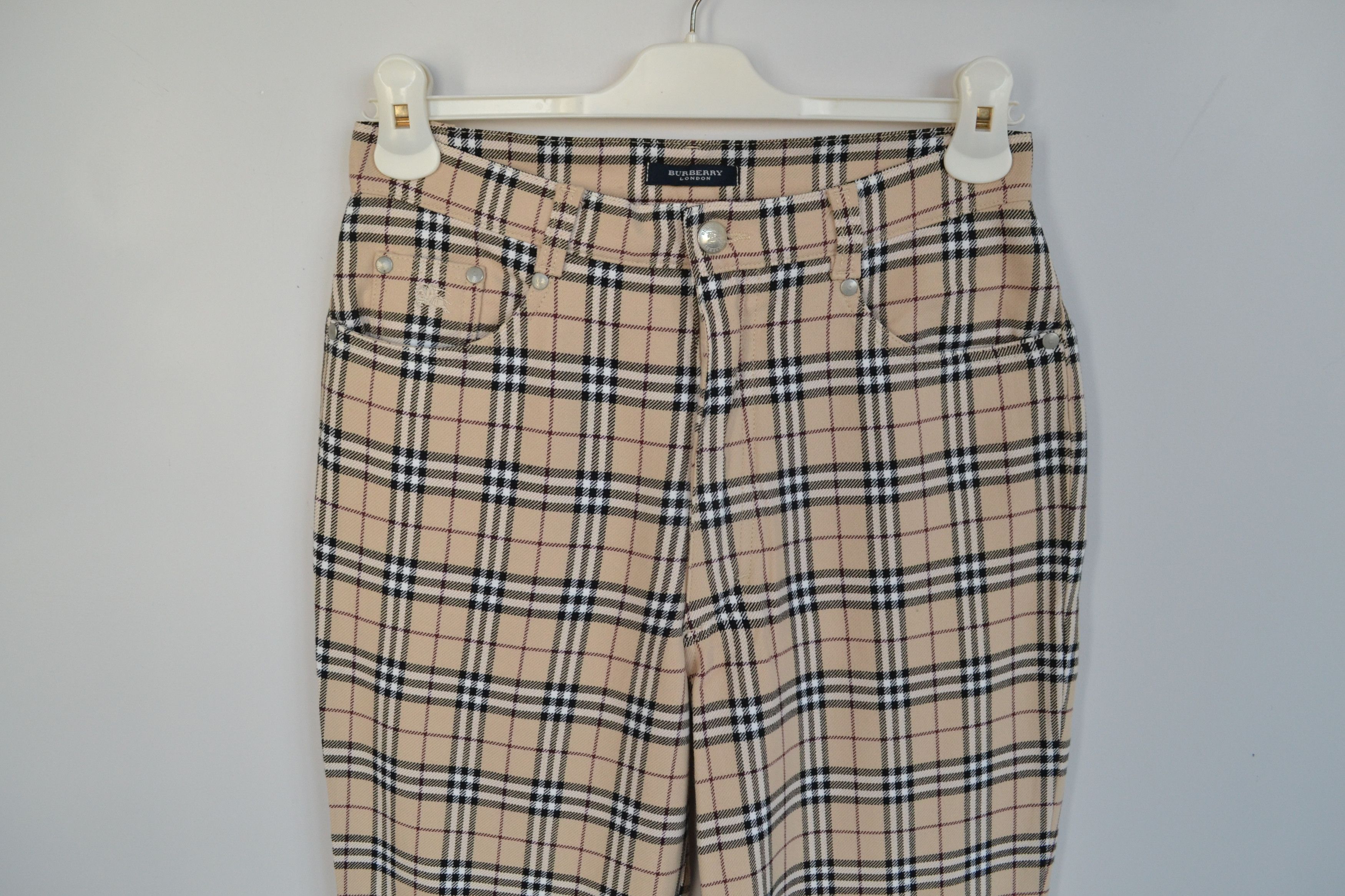 Burberry BURBERRY Pants Nova Check Trousers Beige Cotton White Size 28" / US 6 / IT 42 - 4 Thumbnail