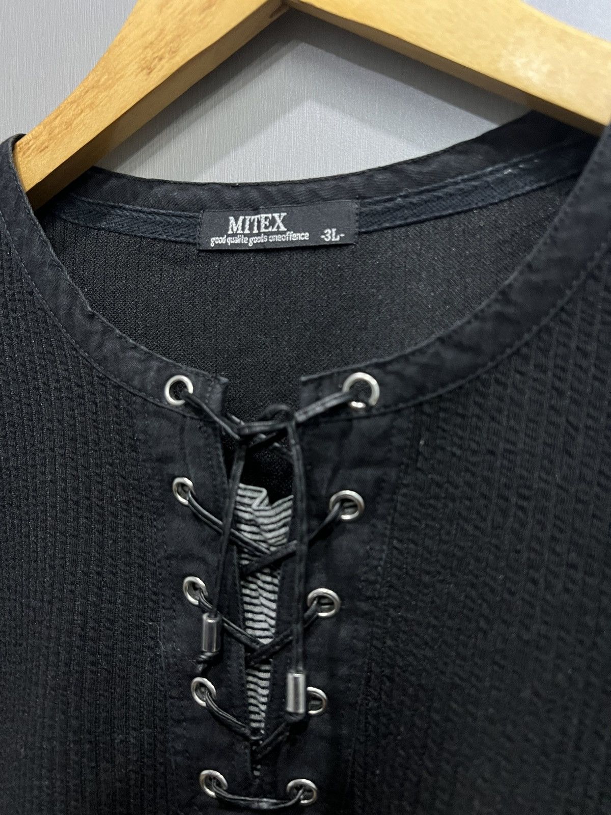 If Six Was Nine Mitex Lace Up Black Tshirt Size US XL / EU 56 / 4 - 3 Thumbnail