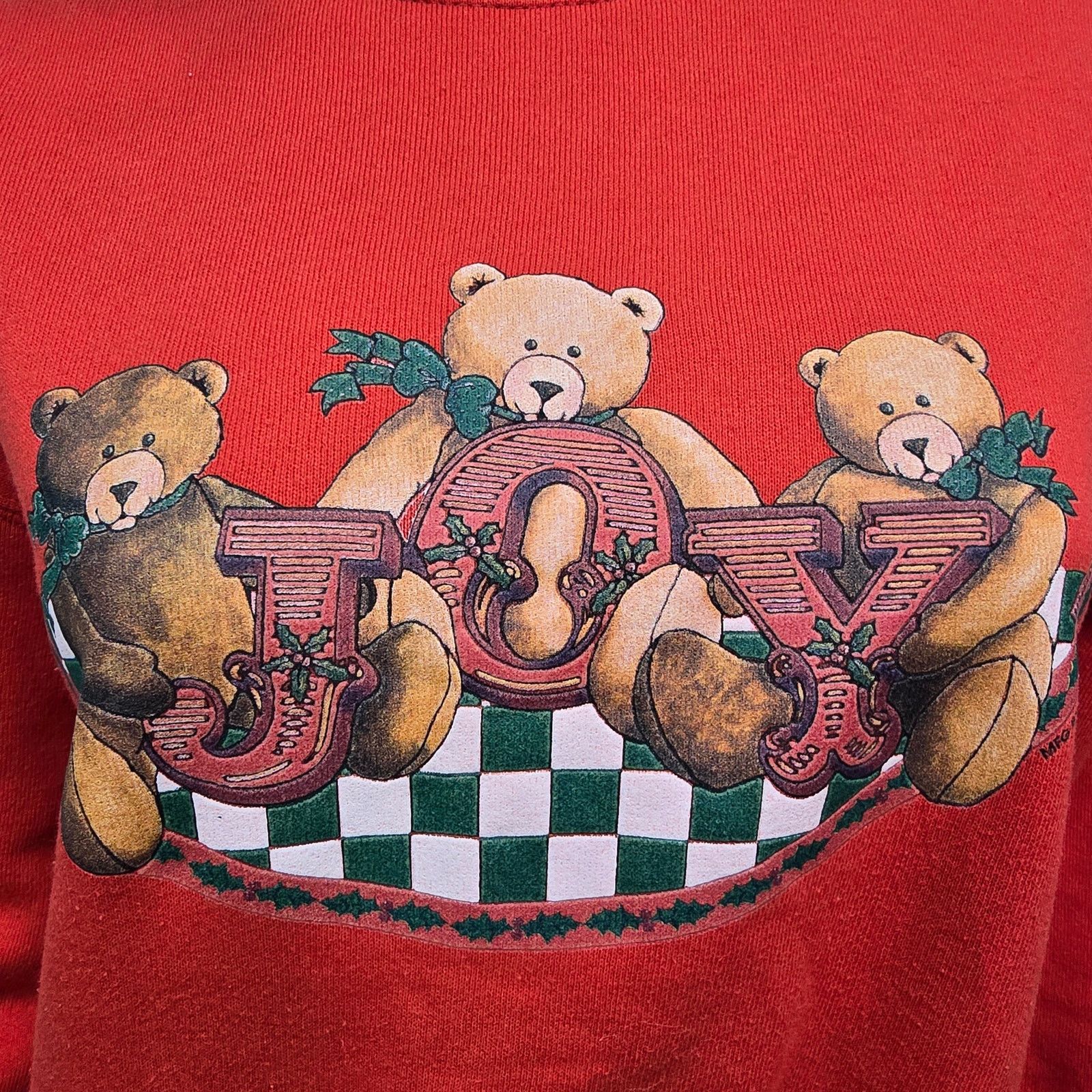 Vintage 90s Miller Sweatshirt XL Joy Teddy Bear Christmas Mockneck Size XL / US 12-14 / IT 48-50 - 5 Thumbnail