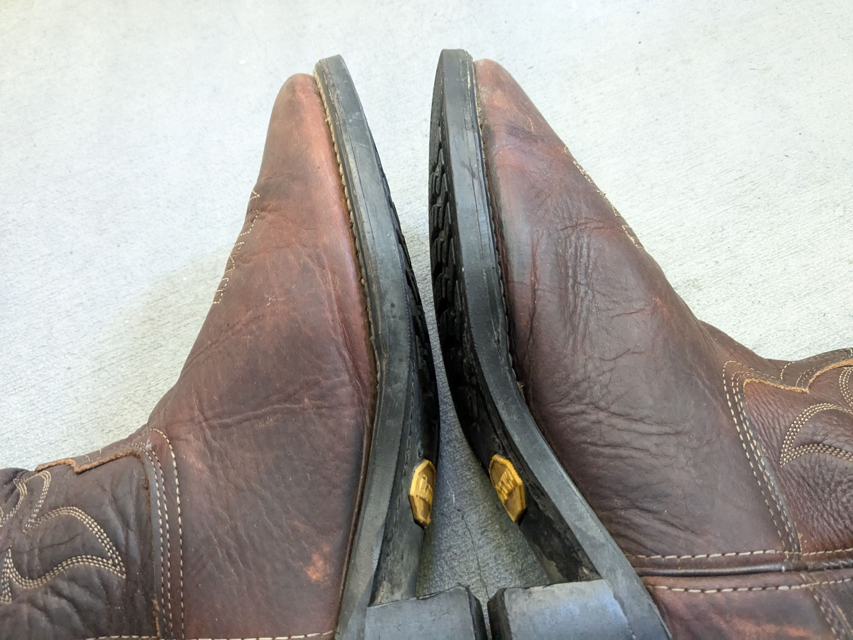 Genuine Leather Vintage Cowboy Boots 10.5 D Brown Leather Western Mexico Size US 10.5 / EU 43-44 - 11 Thumbnail