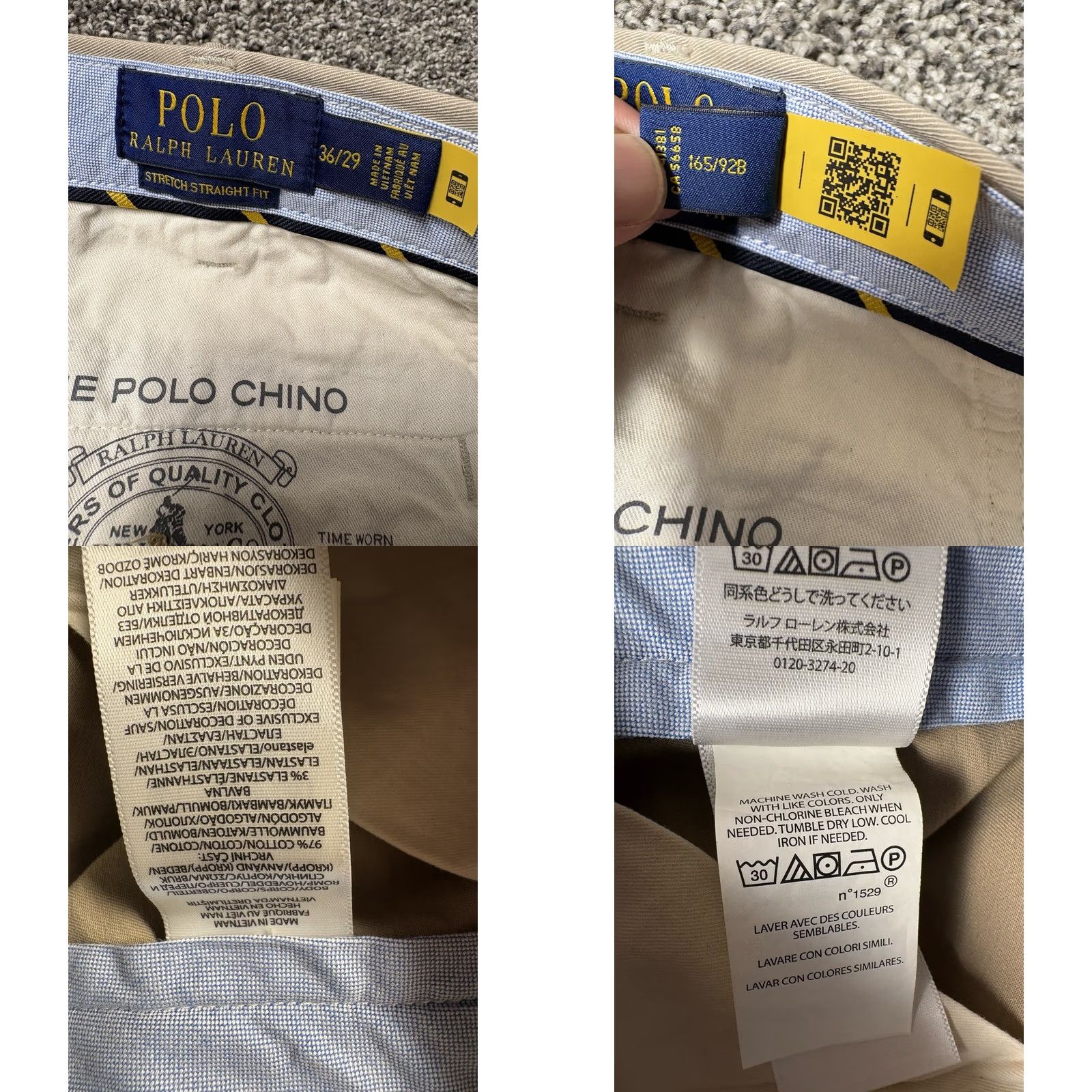 Polo Ralph Lauren Polo Ralph Lauren Chino Pant Mens 36x29 Khaki Beige Stretch Cotton Twill Cuffed Flat Front Size US M / EU 48-50 / 2 - 8 Thumbnail