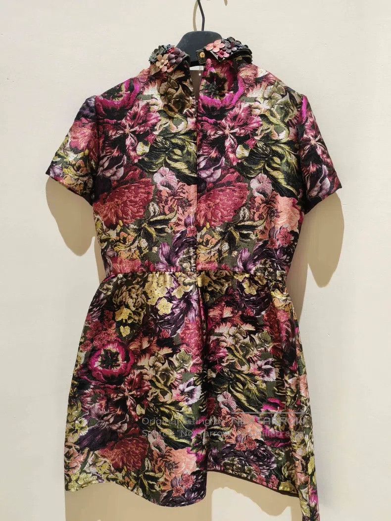 Valentino Valentino A brocade leather collar and a bustling dress Size S / US 4 / IT 40 - 4 Thumbnail