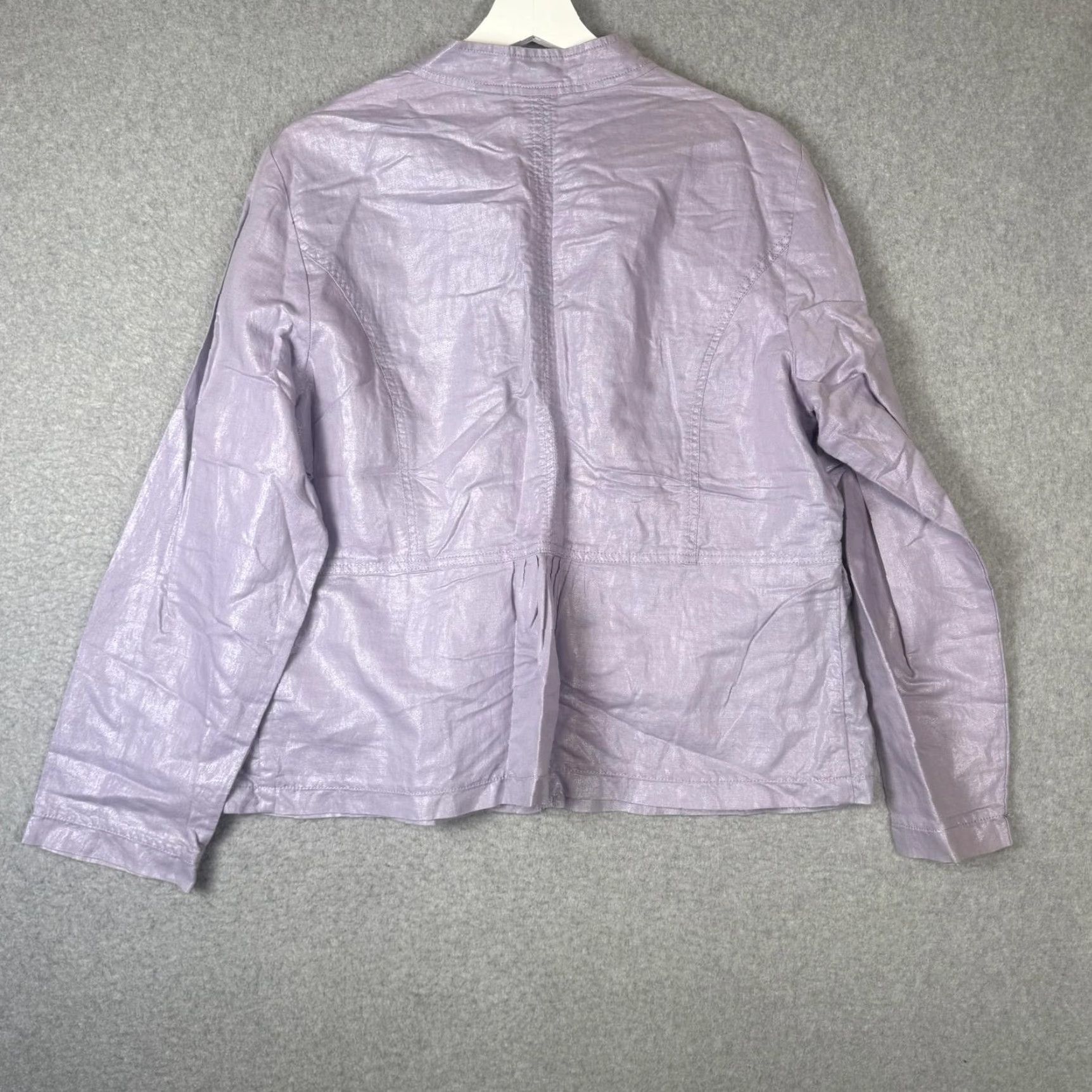 Vintage Chico's Jacket Linen Blend Button Down Lavender Purple Metallic Sheen Pockets Womens Size 2 Regular Boys? Size XS / US 0-2 / IT 36-38 - 7 Thumbnail