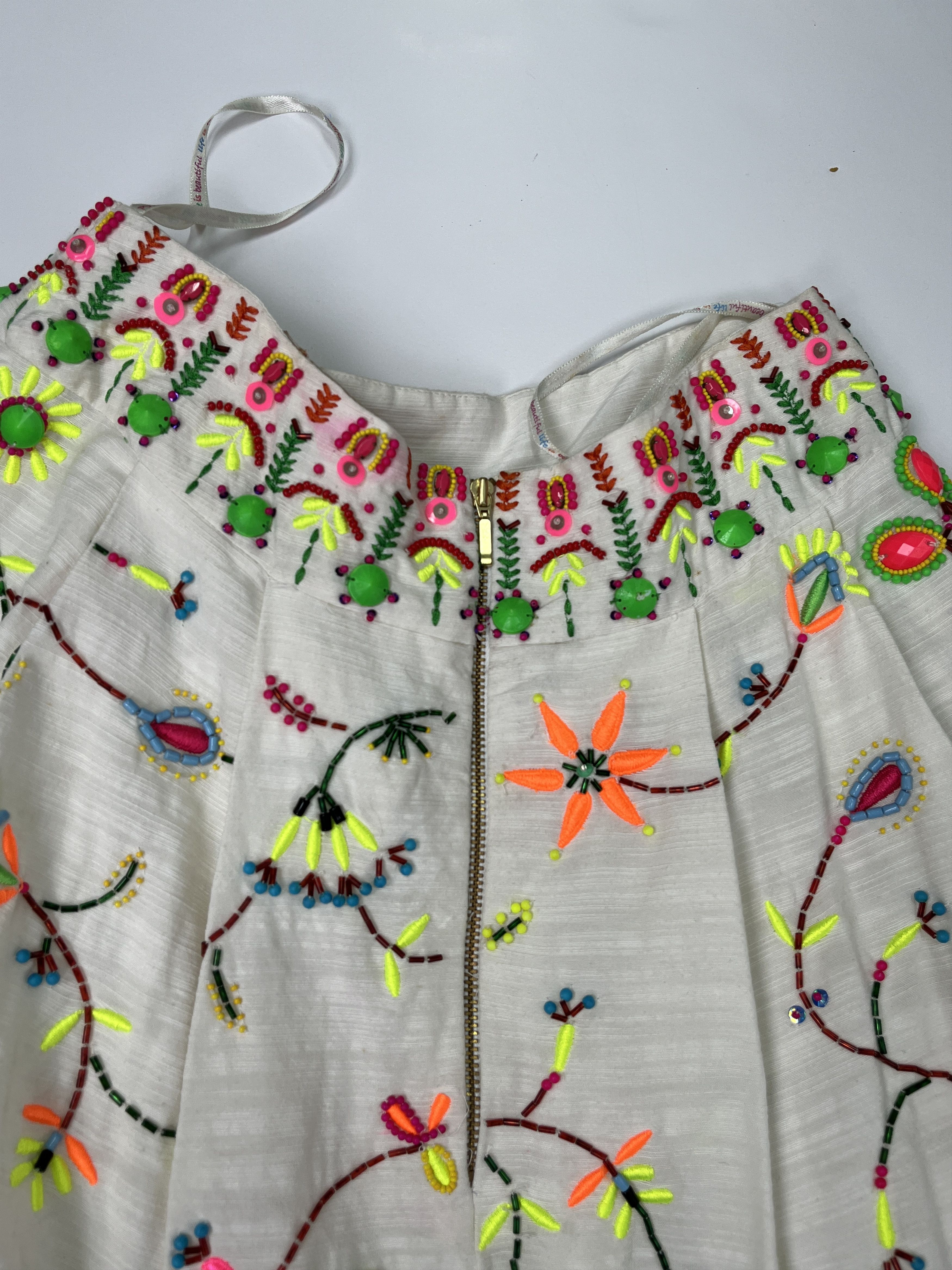 Manish Arora Manish Arora Beige Beaded A-Line Skirt Size 27" / US 4 / IT 40 - 3 Thumbnail
