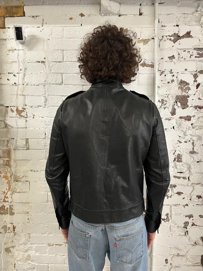 Gucci 2010s Gucci Black Buttoned Officer Leather Jacket by Frida Giannini Size US M / EU 48-50 / 2 - 3 Thumbnail