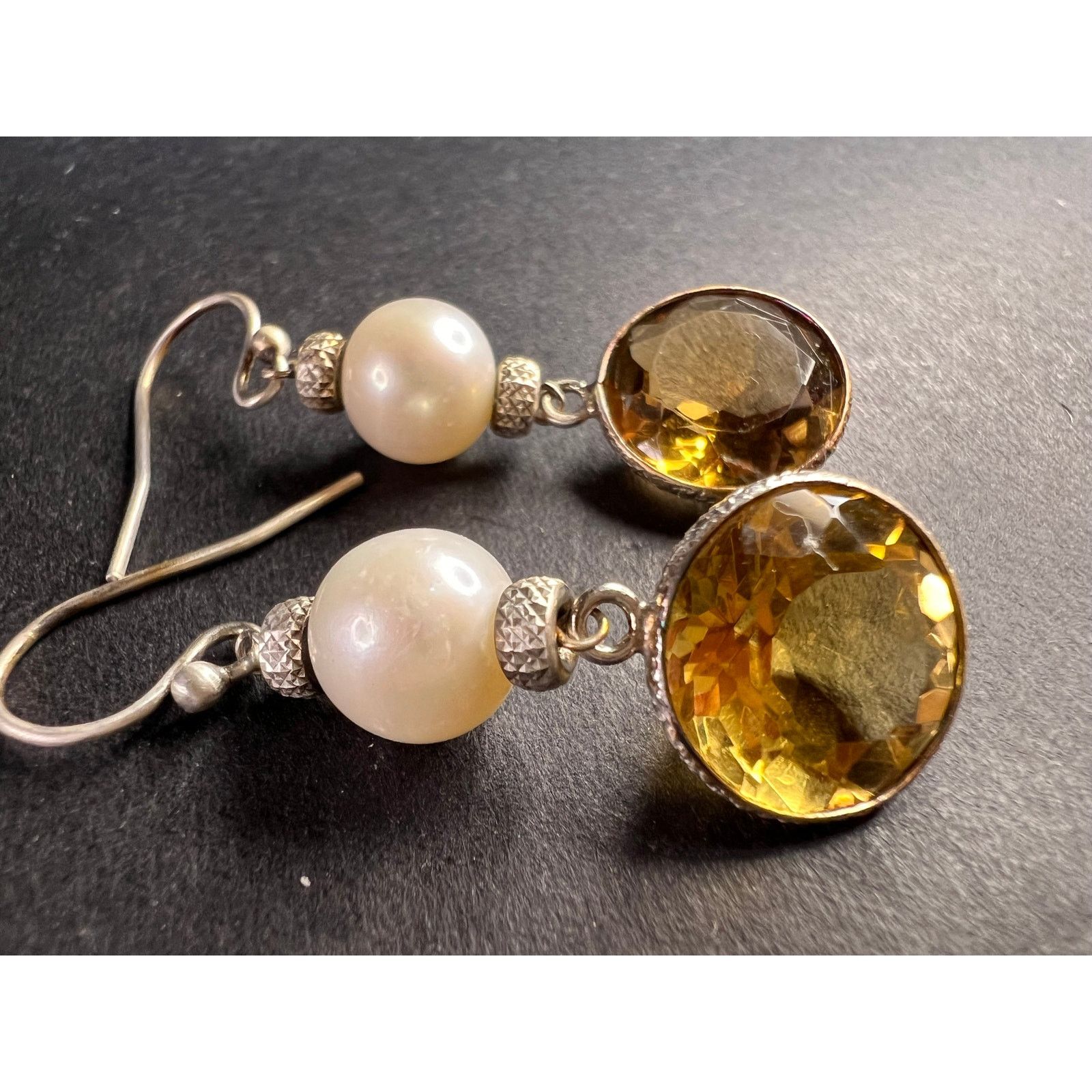 Other Citrine and pearl sterling silver dangle earrings Size ONE SIZE - 2 Thumbnail