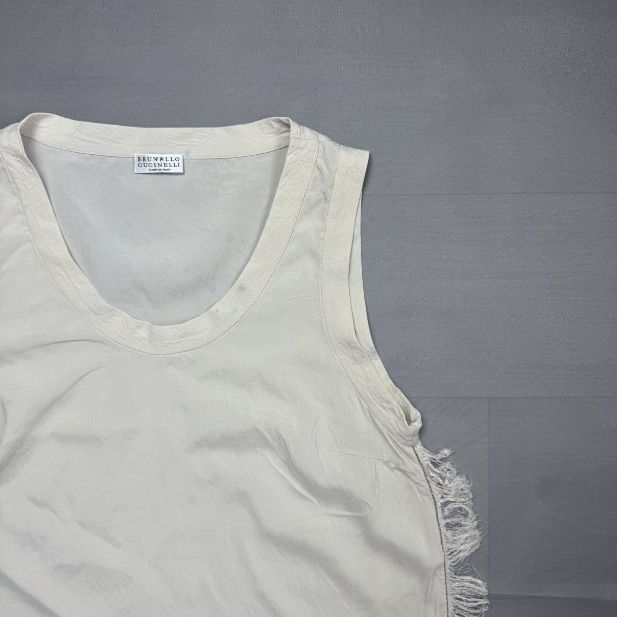Brunello Cucinelli Brunello Cucinelli Fringe Tank Top Shirt Cream Made In Italy Size S / US 4 / IT 40 - 5 Thumbnail