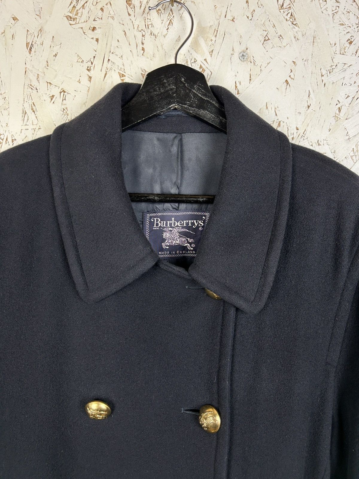 Burberry 90s Vintage Burberry’s Wool Double Breasted Peacoat Blue Size L / US 10 / IT 46 - 2 Thumbnail