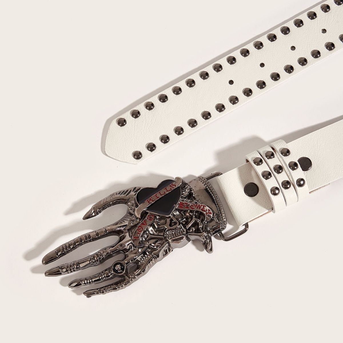 Designer Skull Punk Vintage Belt Riveted Belts Menswear Accessories Size ONE SIZE - 6 Thumbnail