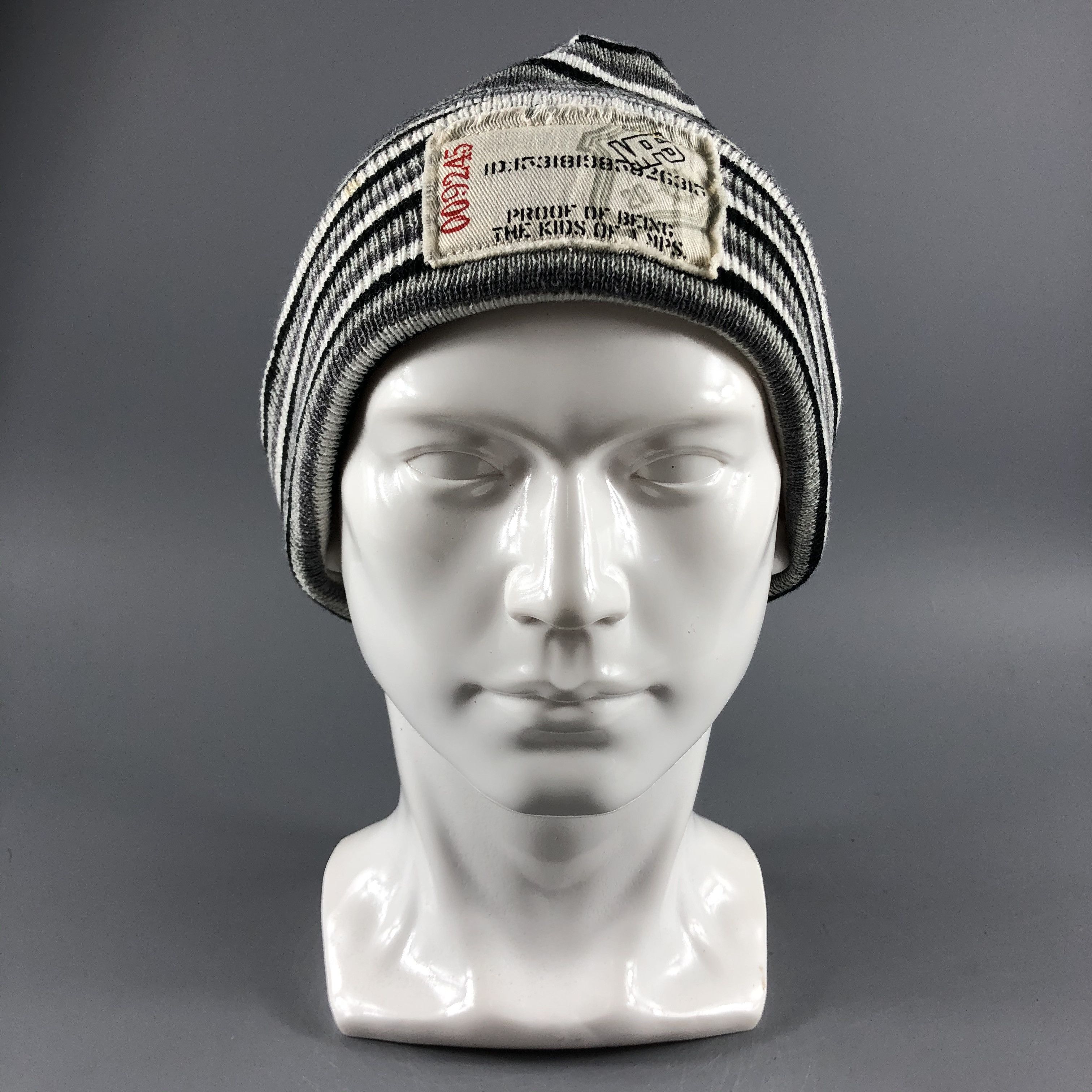 image of Vintage Hats Stripe Beanie Knit Snow Hat B368, Men's