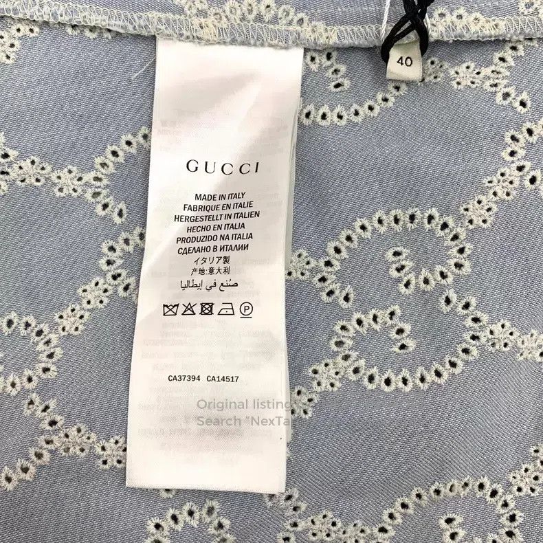 Gucci Gucci Light blue lace logo jacquad full-print cotton denim Size S / US 4 / IT 40 - 7 Thumbnail