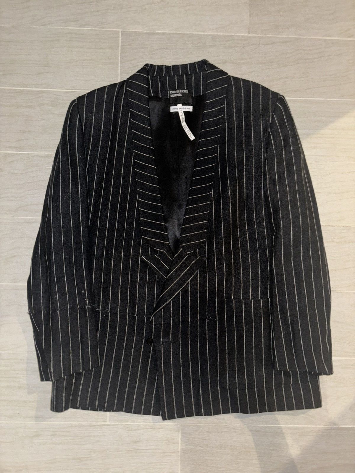 Enfants Riches Deprimes enfants riches deprimes 21fw destroyed stripe blazer Size 48R - 1 Thumbnail