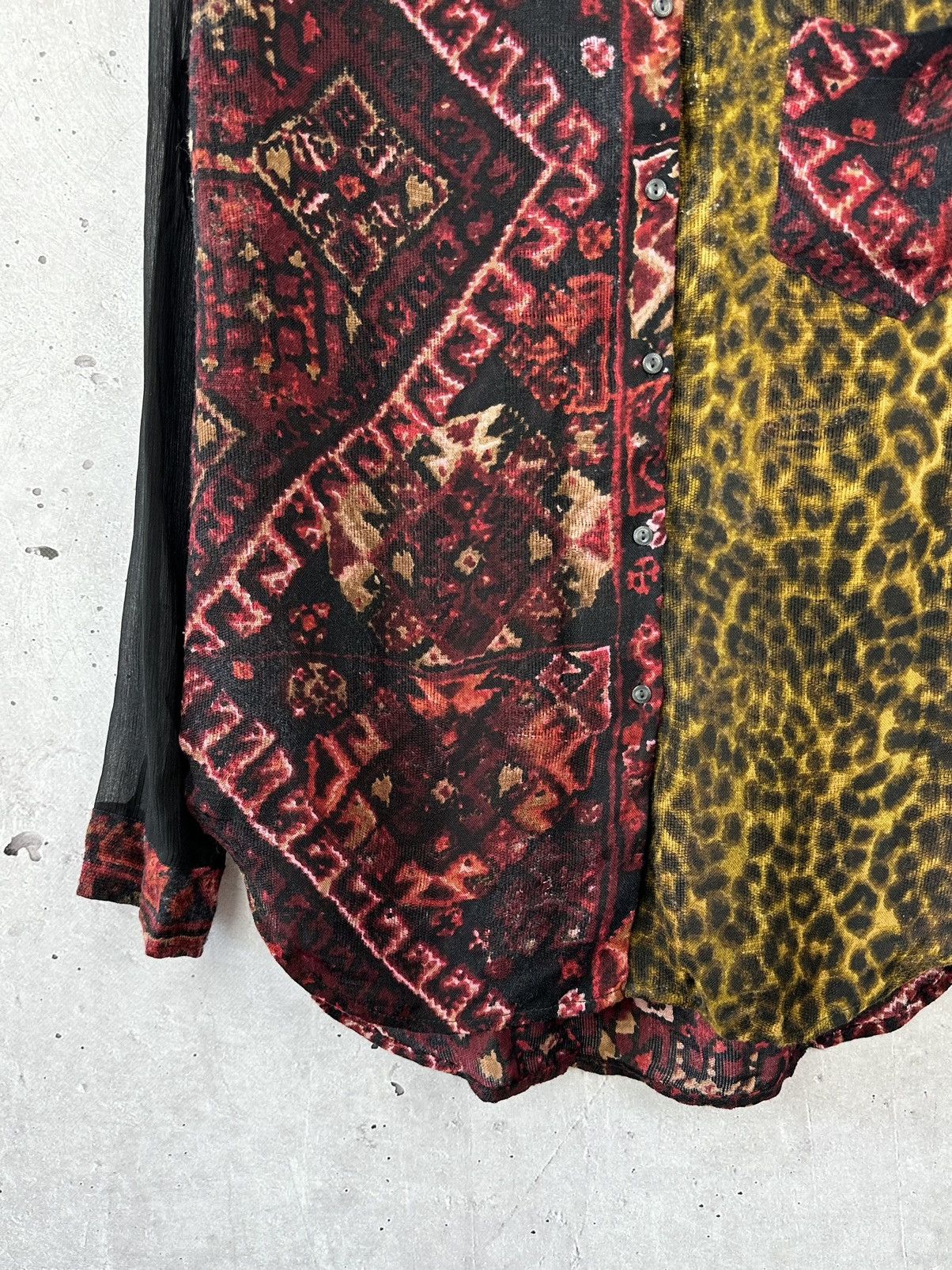 Denim & Supply Ralph Lauren × Vintage Denim&Supply Ralph Laurent Leopard Aztec Printed Mesh Shirt Size M / US 6-8 / IT 42-44 - 3 Thumbnail