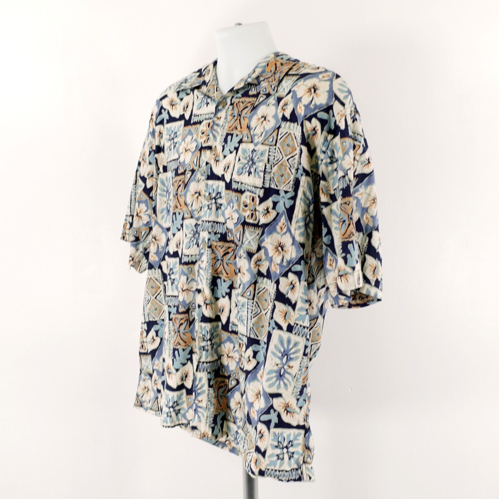 Pierre Cardin Pierre Cardin Large Blue Cotton Floral Button Down Tropical Size US L / EU 52-54 / 3 - 6 Thumbnail