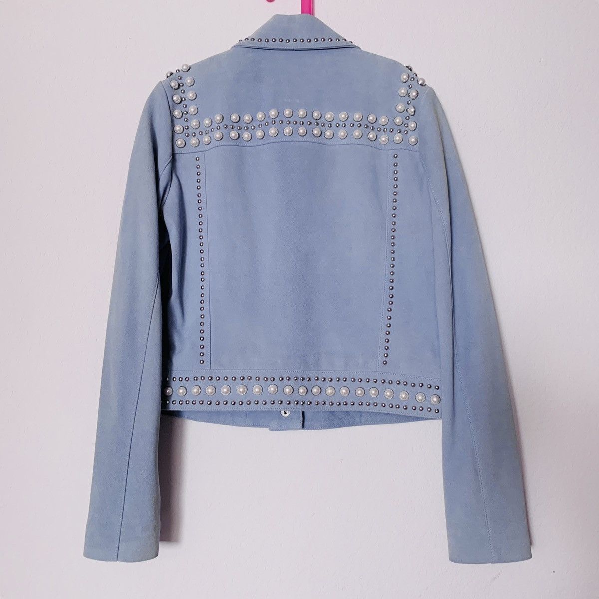 Rebecca Minkoff Periwinkle Pearl studded goat leather trucker jacket Size XS / US 0-2 / IT 36-38 - 14 Thumbnail