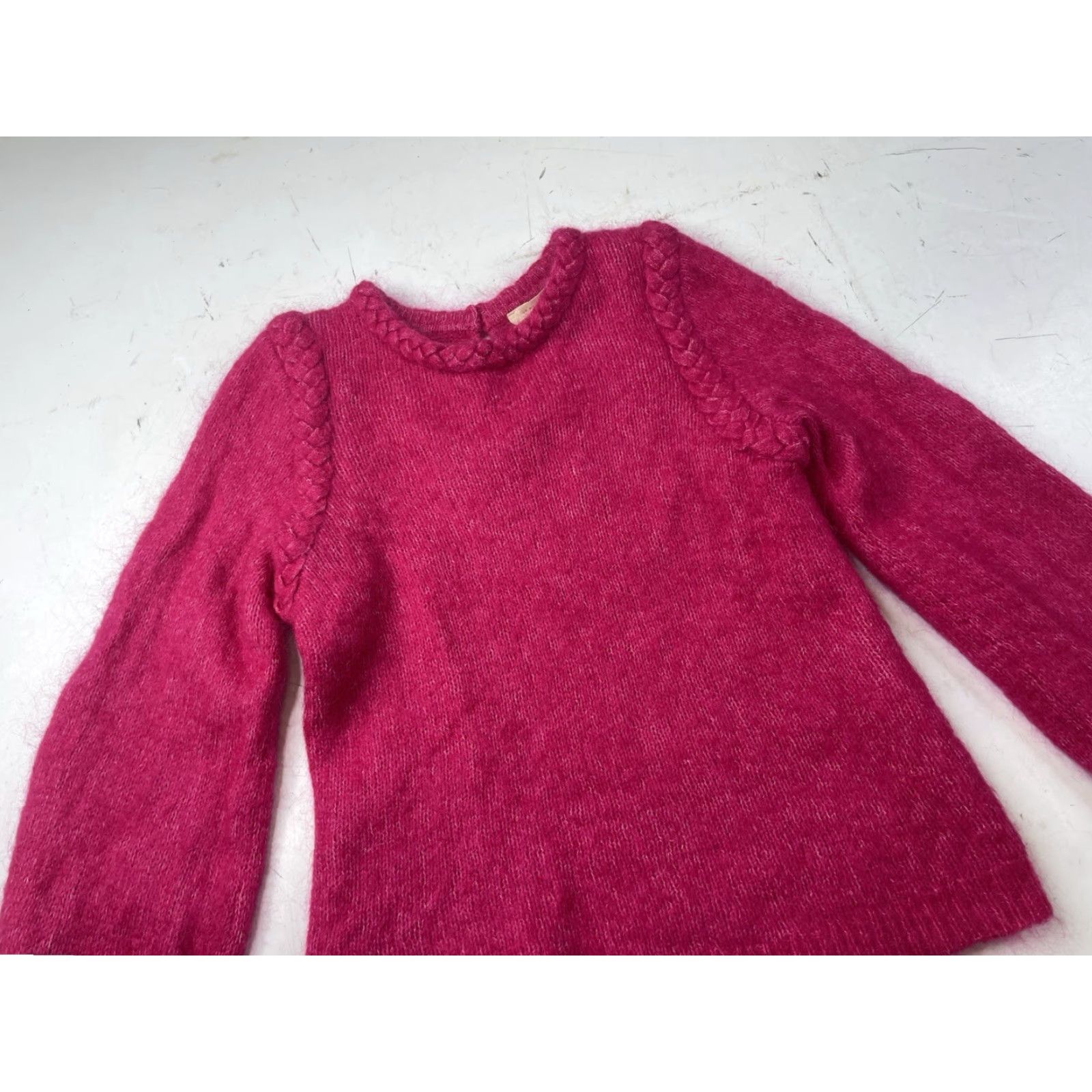 Vintage Sezane Sweater Knit Women’s S Pink Mohair Wool Polyamide Mock Neck Long Sleeve Pullover Knit Solid Button Vintage No Size S / US 4 / IT 40 - 3 Thumbnail