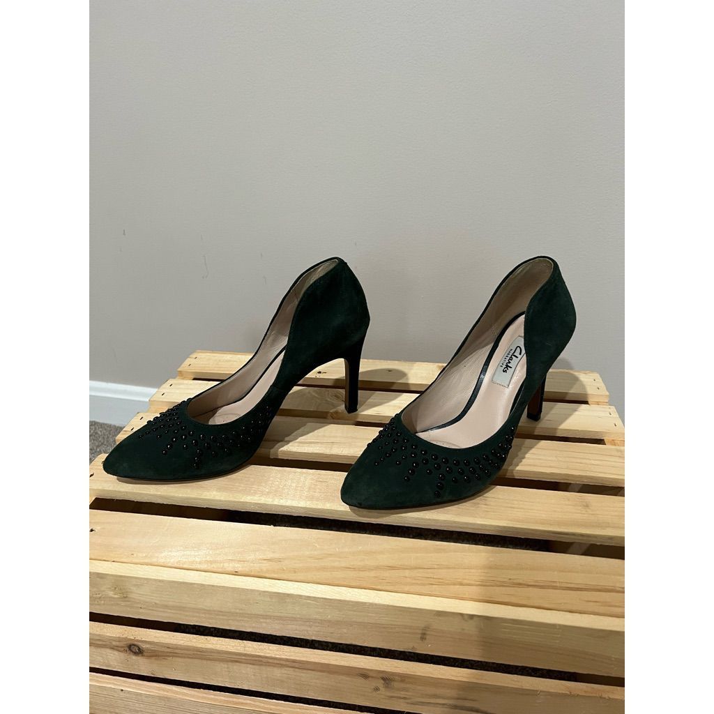 Clarks Clarks Narrative Women's Pump Heels Shoes Suede Dark Green B Size US 7 / IT 37 - 3 Thumbnail