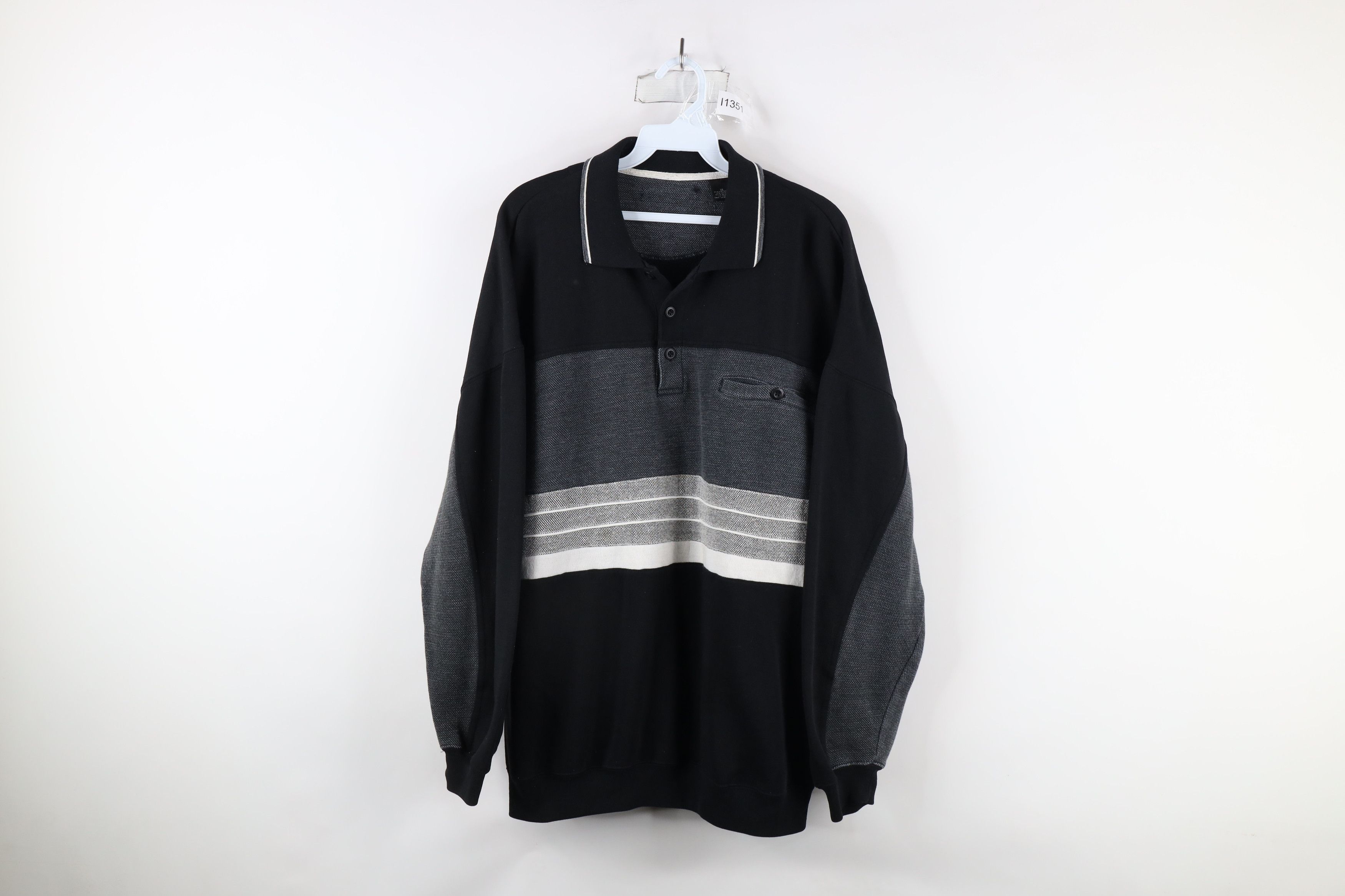 Vintage Vintage 90s Streetwear Block Collared Pullover Sweatshirt Size US XL / EU 56 / 4 - 1 Thumbnail