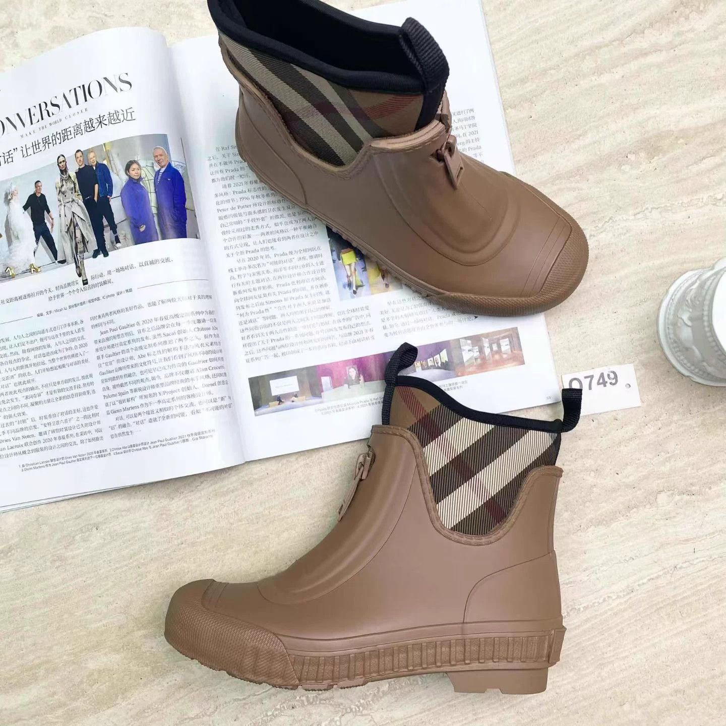 Burberry Burberry Women's Classic Check Brown Rain Booties Size US 4 / IT 34 - 2 Thumbnail