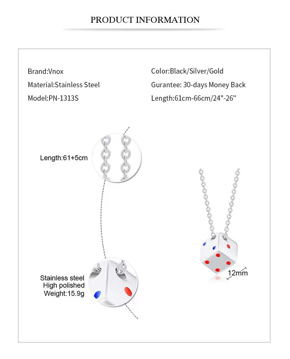 Jewelry Silver Cool Cube Dice Style Necklaces Size ONE SIZE - 3 Thumbnail