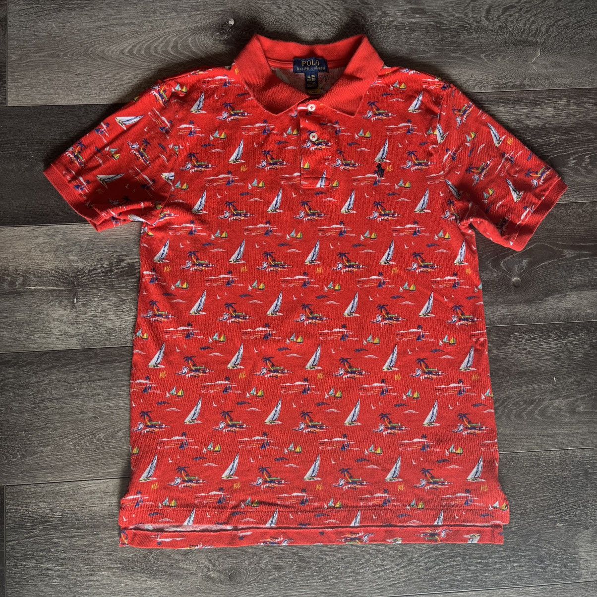 Polo Ralph Lauren × Ralph Lauren Polo Ralph Lauren Sailboat Cotton Mesh Print Polo Shirt Size US S / EU 44-46 / 1 - 1 Thumbnail