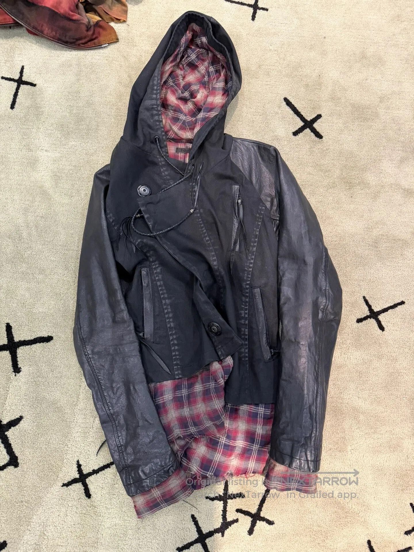 Japanese Brand Asymmetrical Collar Silk Plaid Jacket. Size US S / EU 44-46 / 1 - 1 Thumbnail