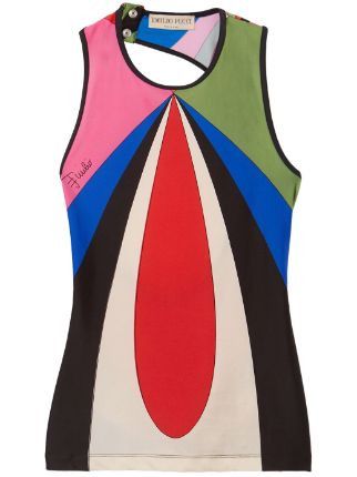 Emilio Pucci o1mle1224 Goccia Print Cutout Sleeveless Top in Multicolor Size S / US 4 / IT 40 - 1 Thumbnail