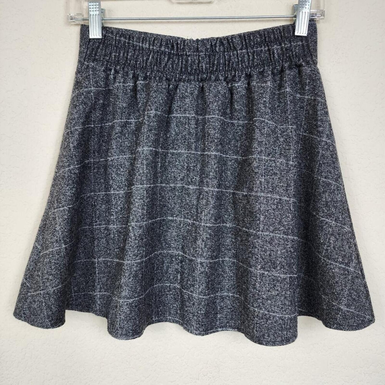 Other Dark Grey Gray Plaid Mini Skirt Size 32" / US 10 / IT 46 - 2 Thumbnail