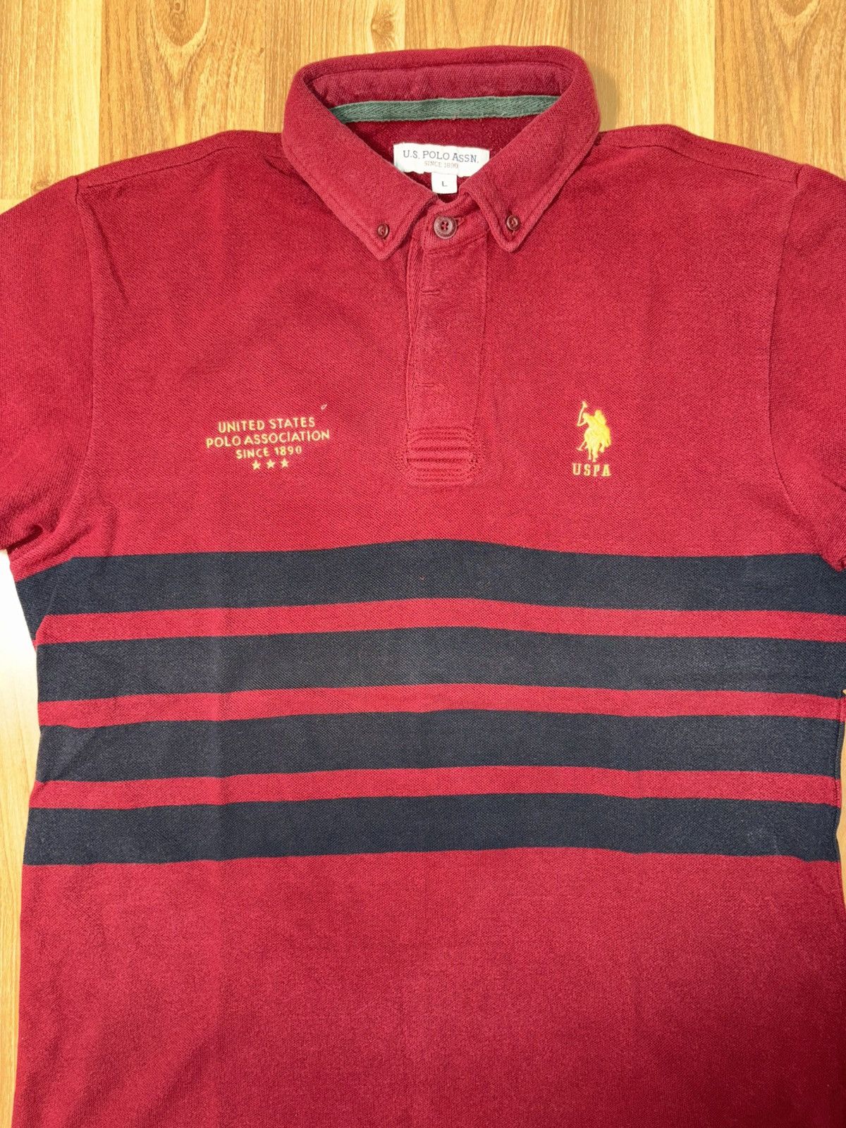 Polo Ralph Lauren U.S. Polo Assn. Men’s Polo Shirt Burgundy & Navy Striped Size US XS / EU 42 / 0 - 3 Thumbnail