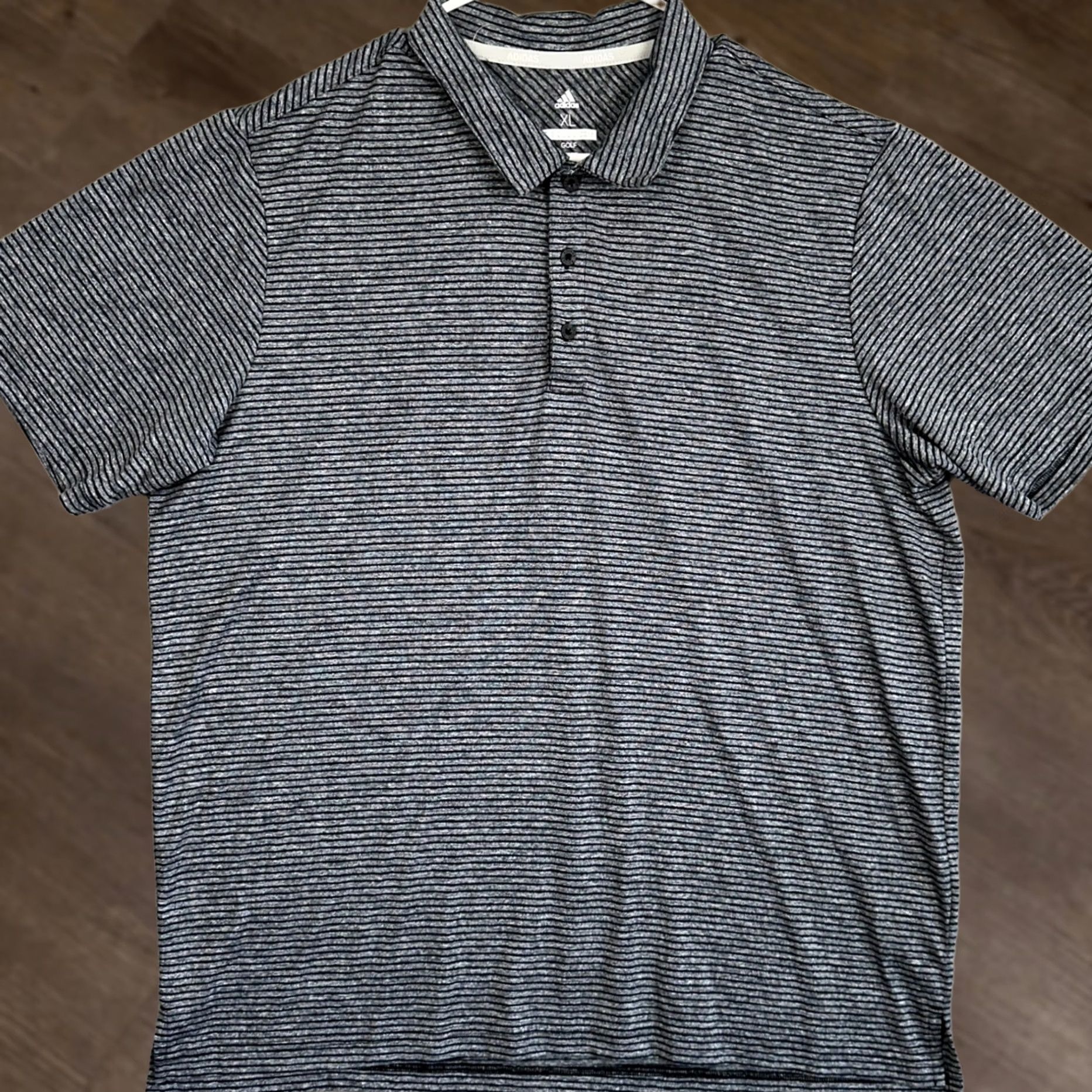Adidas Adidas Polo Shirt Mens XL Grey Black Striped Golf Performance Rugby Athletic EUC Size US XL / EU 56 / 4 - 1 Thumbnail