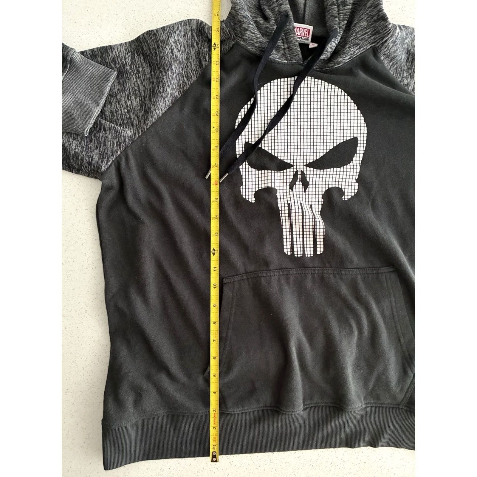 Vintage Marvel Punisher XL Black Hoodie Mens Textured Skull Pullover Official Comic Hero Size US XL / EU 56 / 4 - 5 Thumbnail