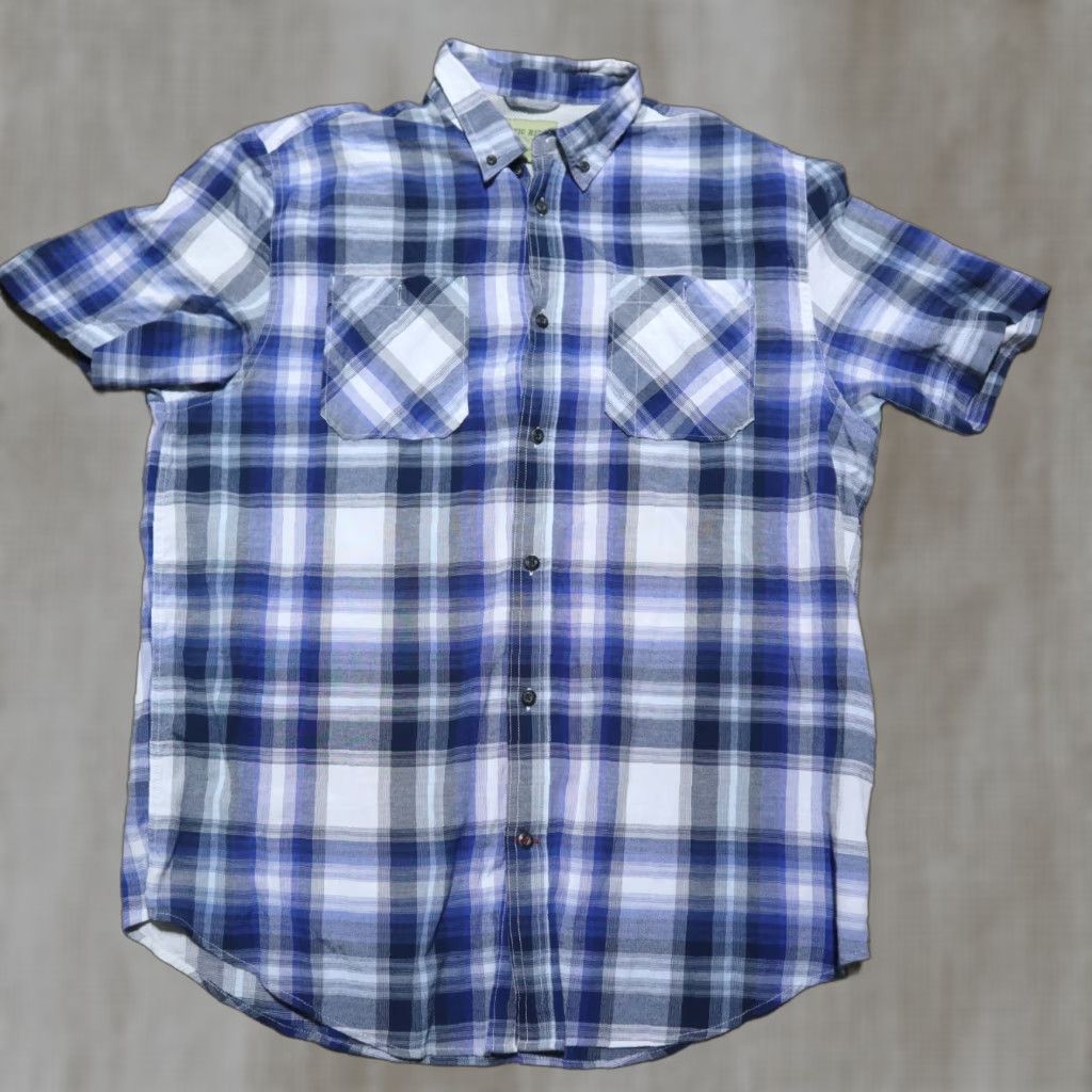 Vintage Rustic Ridge Shirt Dark Blue Plaid Long Sleeve Button-Up Collared Adult Men L Blue Mens Size US L / EU 52-54 / 3 - 1 Thumbnail