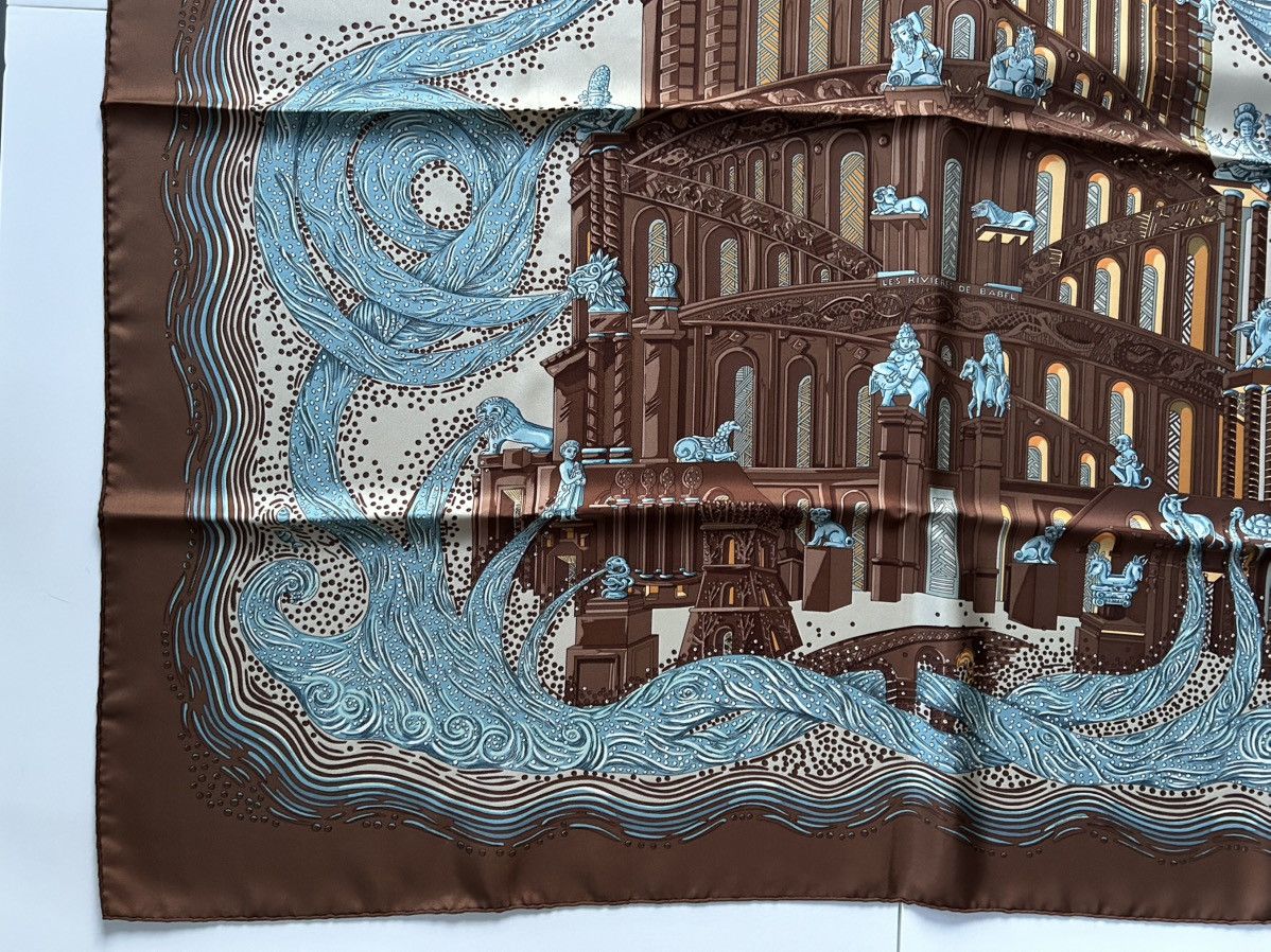 Hermes Hermès Silk 90x90 Archive 2001 Les Rivieres De Babel Scarf Size ONE SIZE - 6 Thumbnail