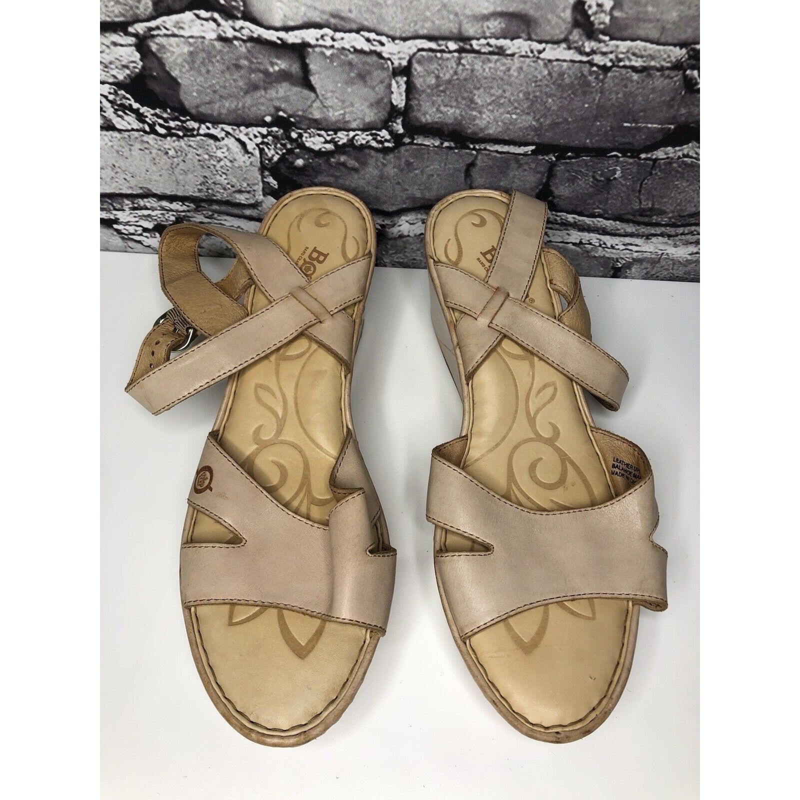 Born Born Light Pink Leather Platform High Wedge Strap Sandals Wo Size US 11 / IT 41 - 14 Thumbnail