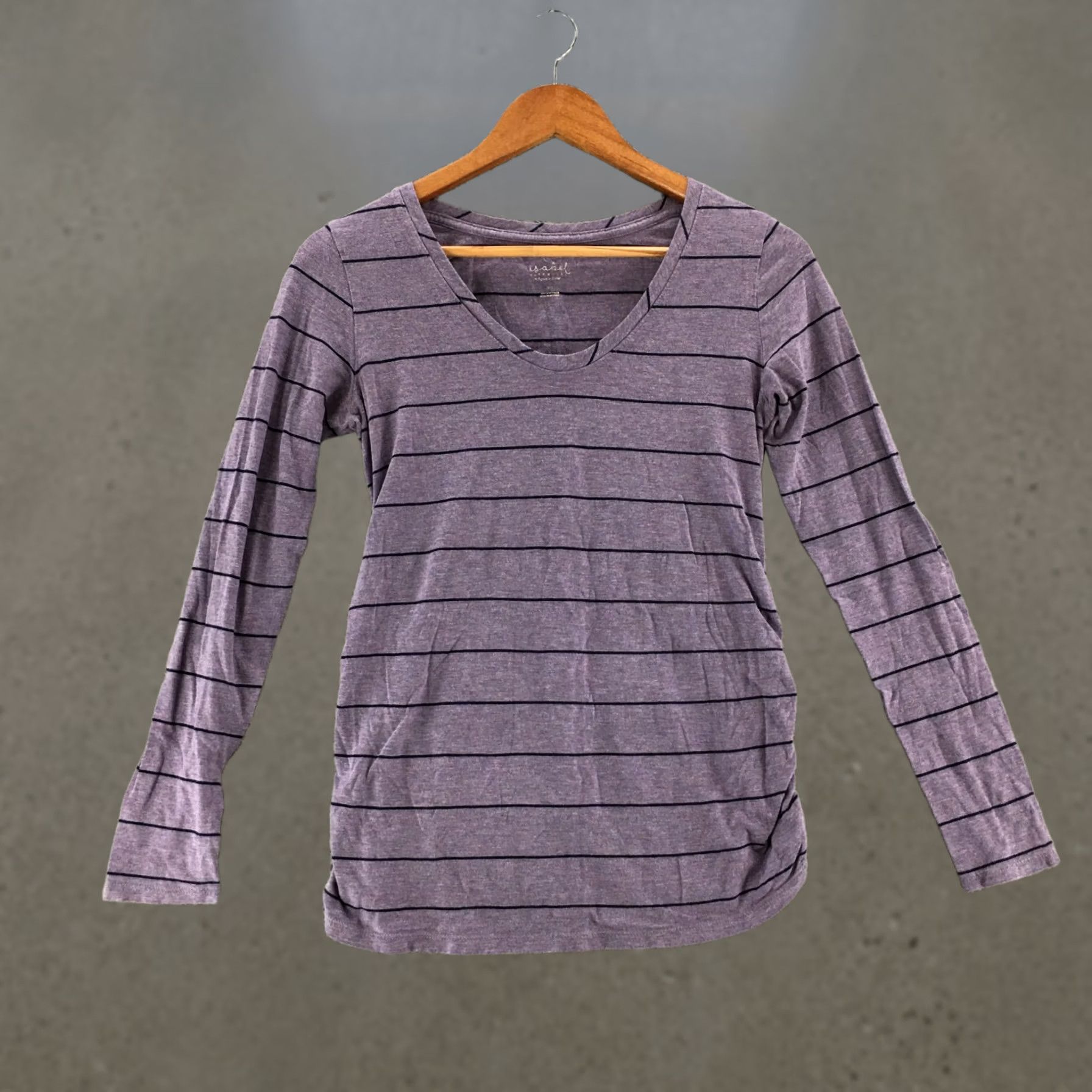 Vintage Isabel Maternity by Ingrid & Isabel T-Shirt Womens XS Purple Striped Round Neck Long Sleeve Tee Top Size XS / US 0-2 / IT 36-38 - 1 Thumbnail