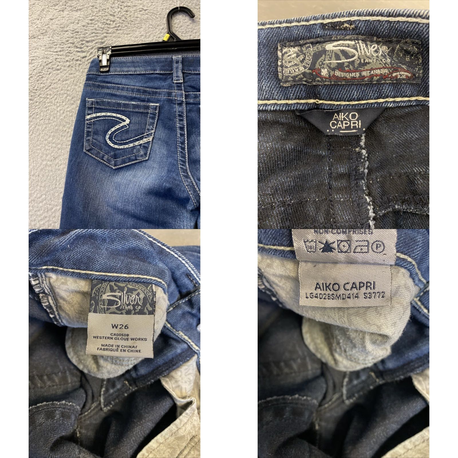 Silver Jeans Co. Silver Jeans Jeans Women Capri Dark Denim 28x23 Aiko Regular Mid 5-Pocket Belt Loops Stretch Blue Size 28" / US 6 / IT 42 - 9 Thumbnail