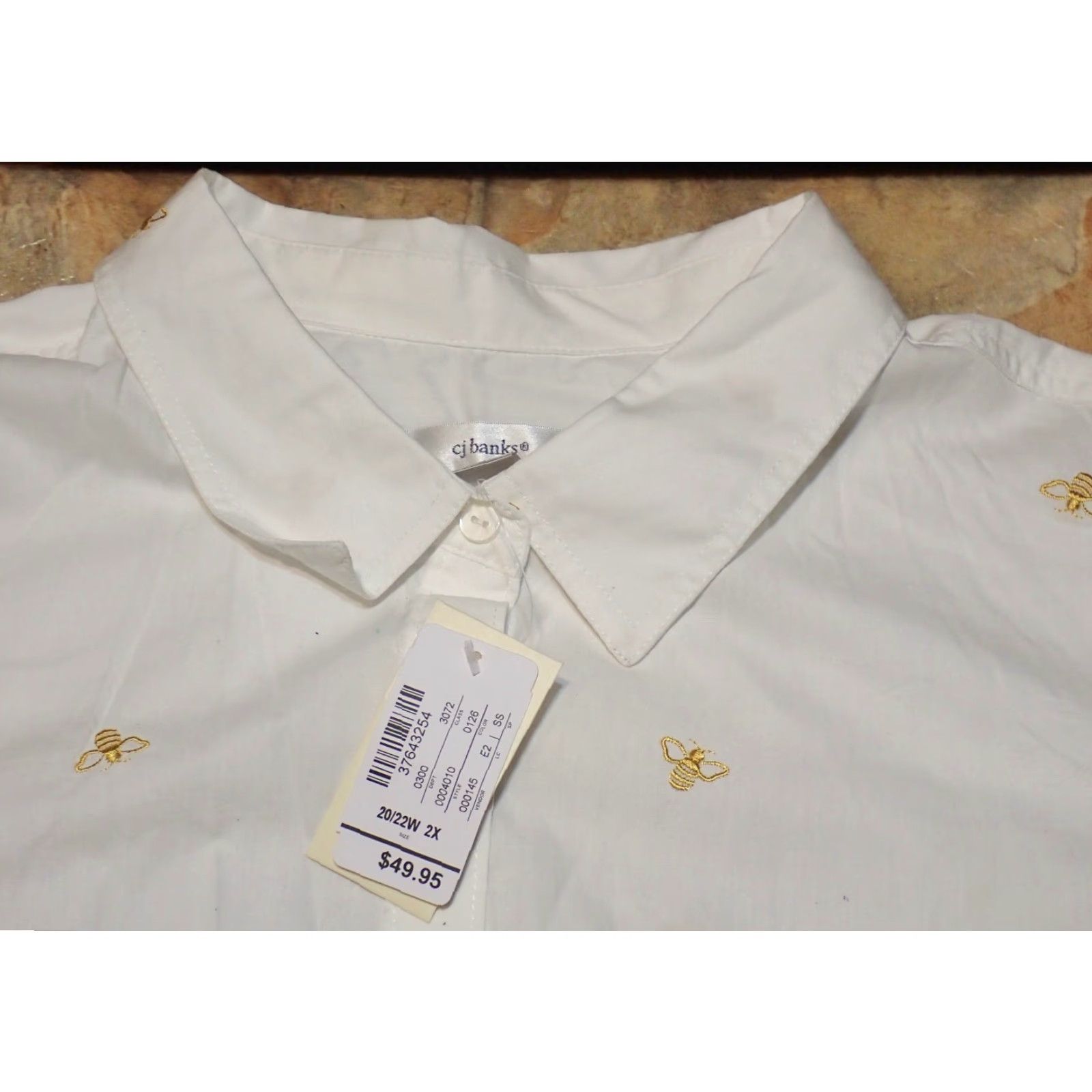 Vintage VINTAGE CJ Banks White Button Front Shirt Embroidered Honey Bees Womens 3X 2X? Size XXL / US 16-18 / IT 52-54 - 4 Thumbnail