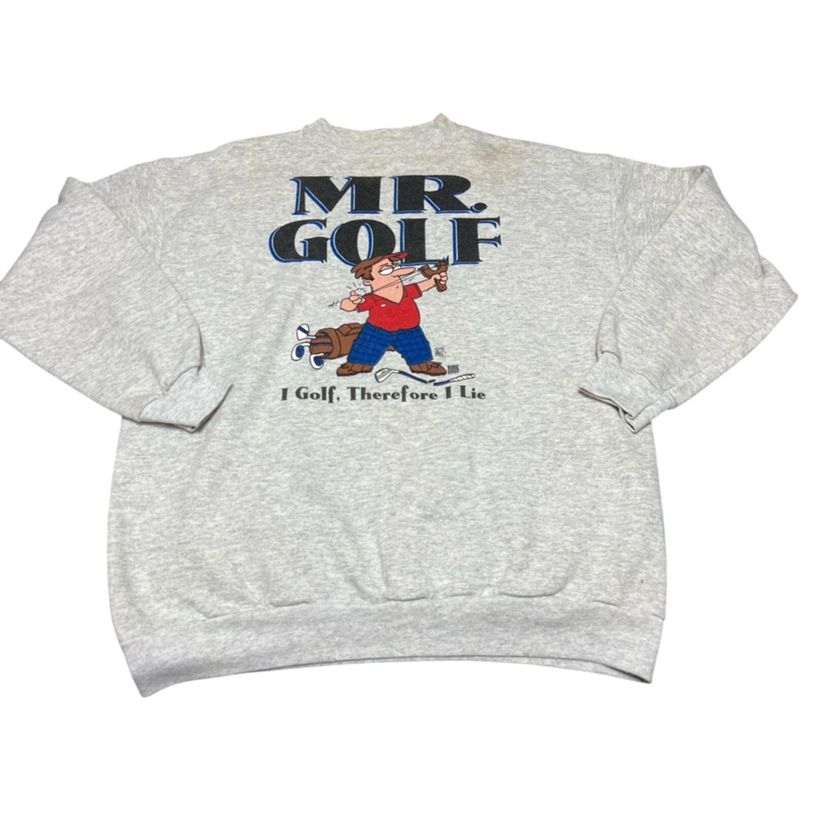 Tultex VTG 90s Tultex Mr Golf THEREFORE I LIE Sharkys Sweatshirt Size US L / EU 52-54 / 3 - 1 Thumbnail