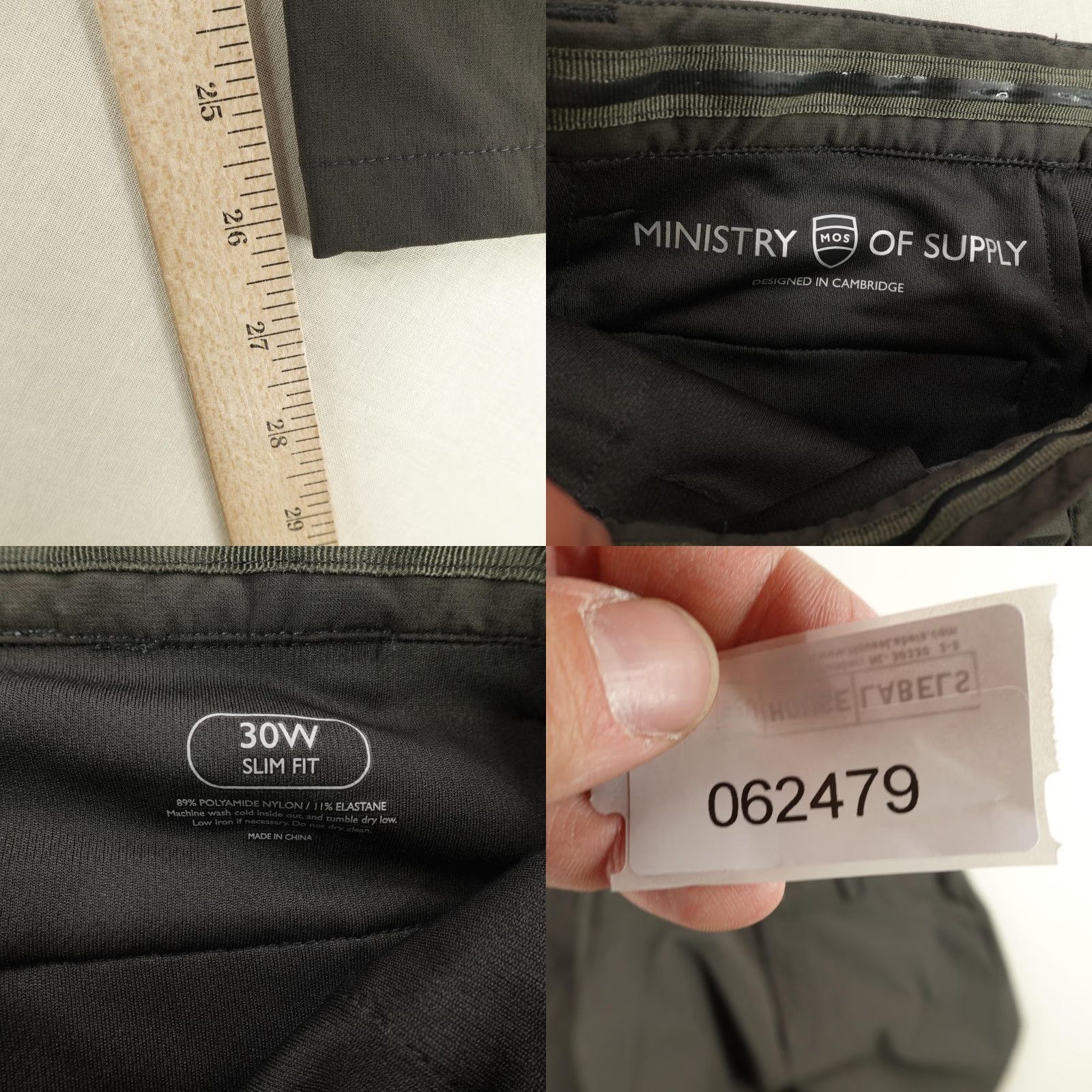 Vintage Ministry of Supply Men's Slim Fit Stretch Chino Pants 30W Gray Microfiber Casual Workwear Size US 30 / EU 46 - 8 Thumbnail