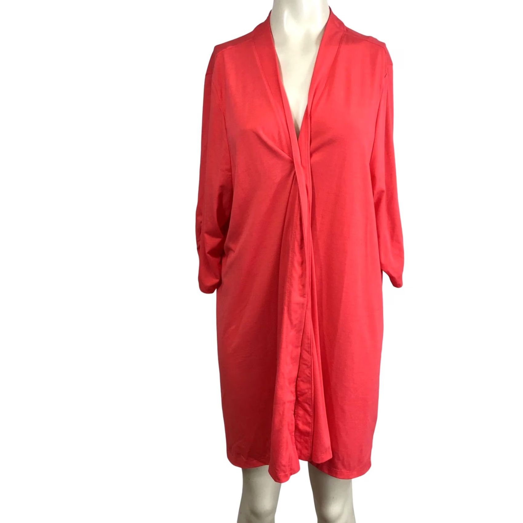 Vintage Catherines Coral Open Front Drape Cardigan Kimono Duster 2X Size XXL / US 16-18 / IT 52-54 - 2 Thumbnail