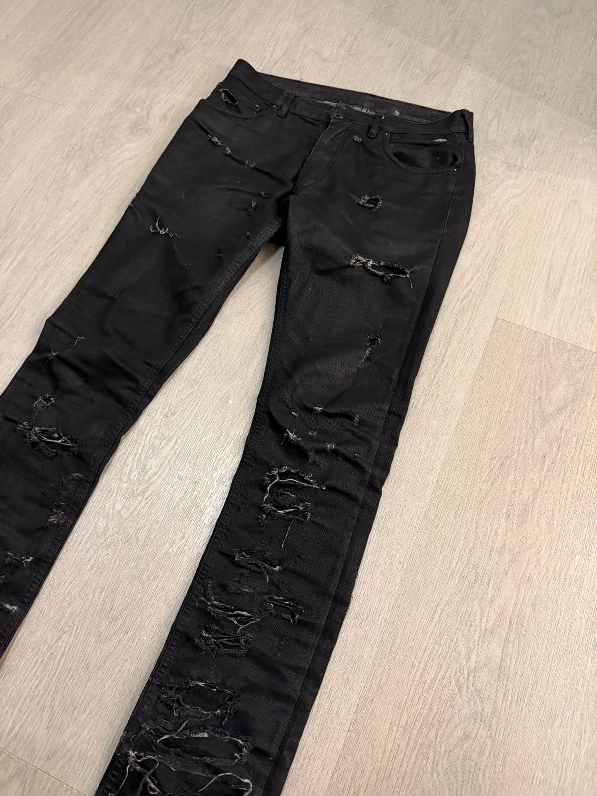 Dior Dior SS04 Hedi Slimane "Strip" Waxed Denim Size US 29 - 2 Thumbnail