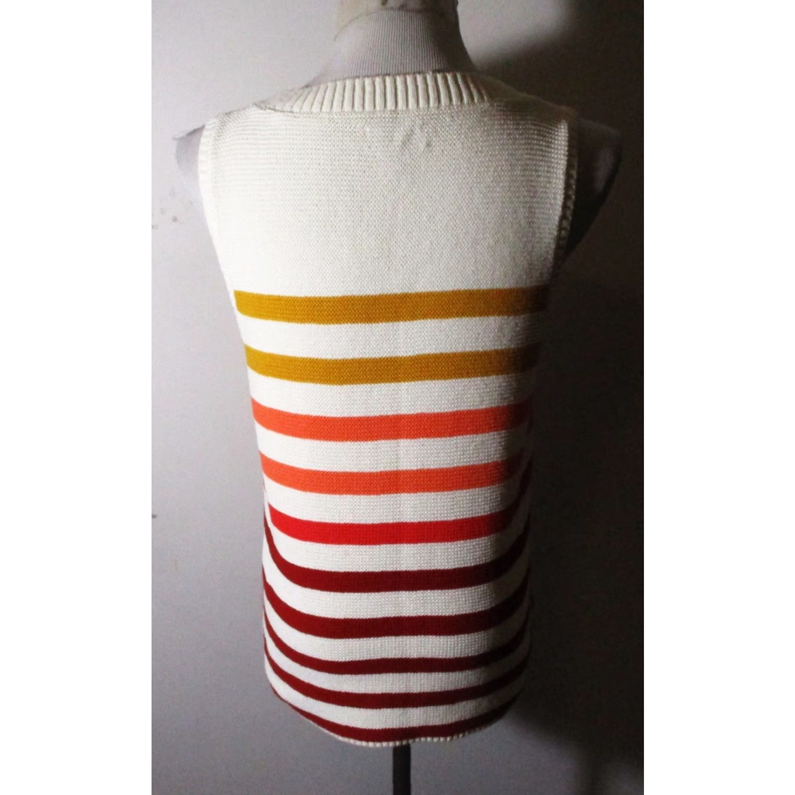 Lucky Brand LUCKY BRAND Beige Rust Heavy Knit Sleeveless Top L Shirt Women Sleeveless Printed Striped Casual Knits 2000s? Size L / US 10 / IT 46 - 5 Thumbnail