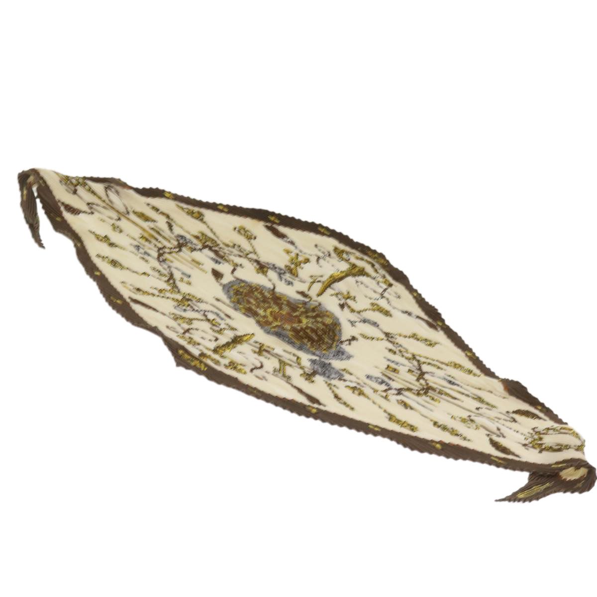 image of Hermes Carre Pleated Les Cles Scarf Silk Brown Auth 67424, Women's