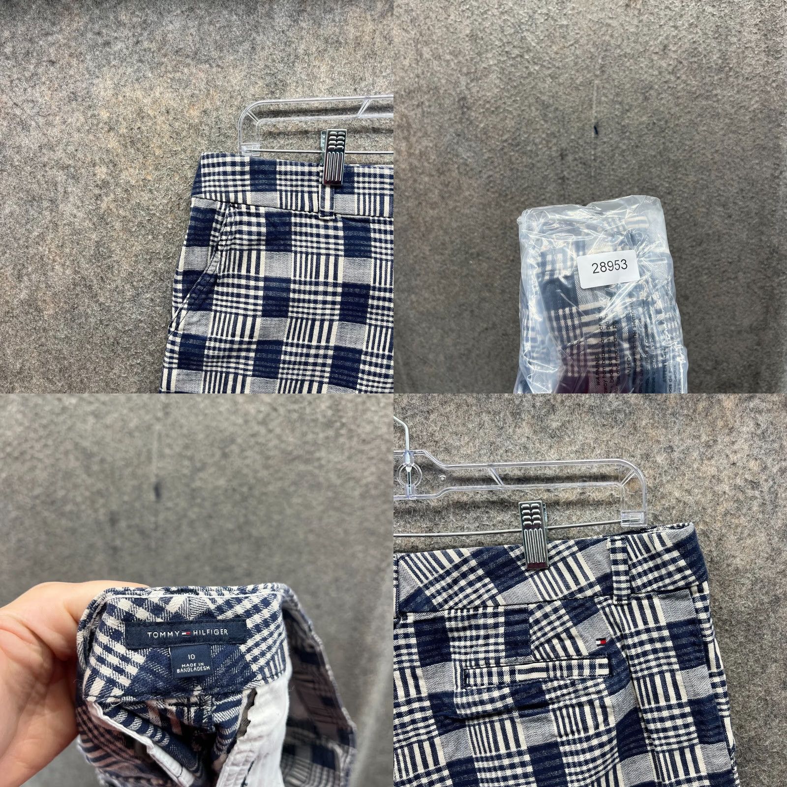 Tommy Hilfiger Tommy Hilfiger Shorts Womens 10 Blue White Chino Flat Front Cotton Glen Check Size 32" / US 10 / IT 46 - 8 Thumbnail