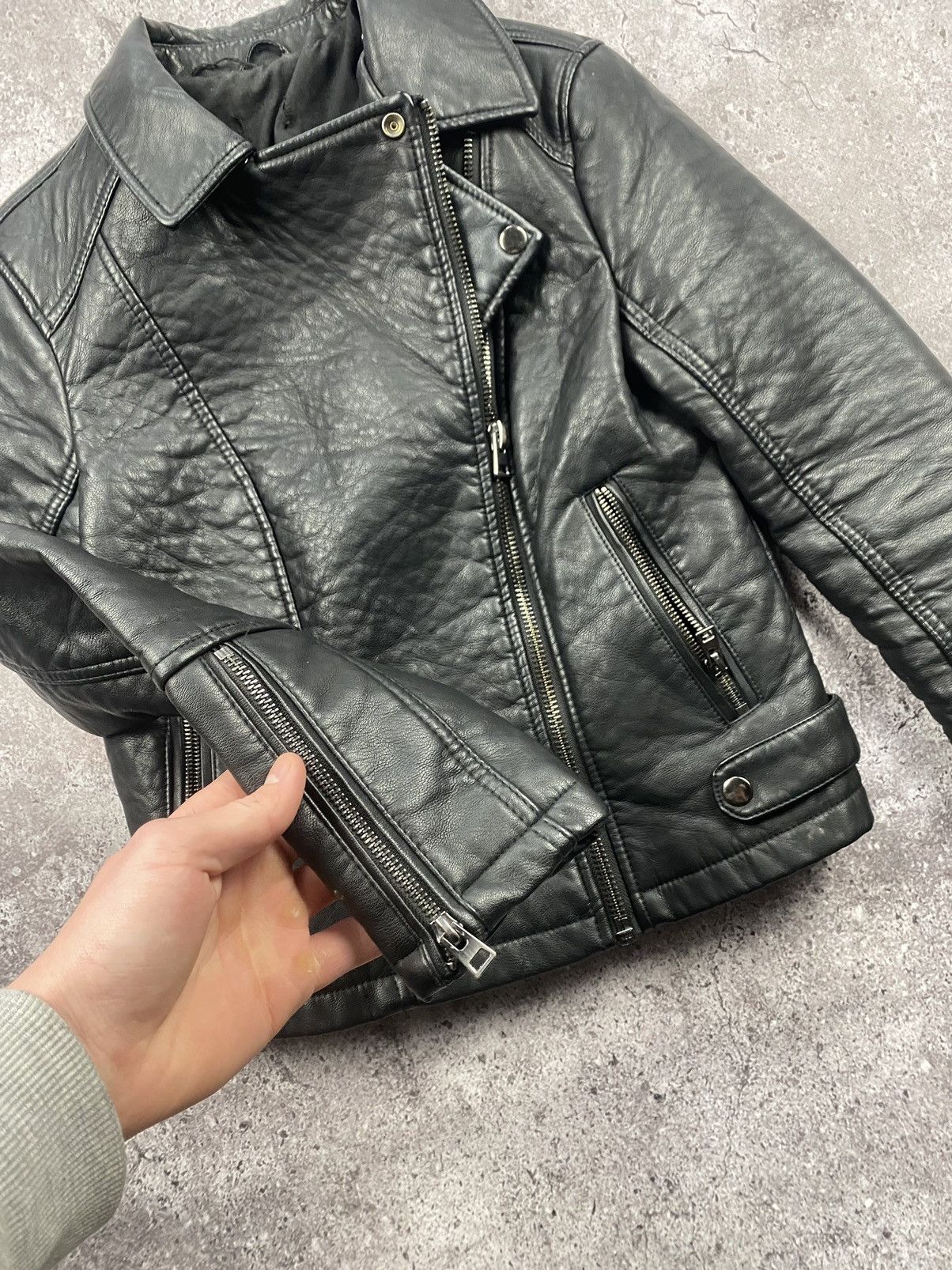 Japanese Brand Avant Garde Leather zip assymetrical Rick owens style jacket Size M / US 6-8 / IT 42-44 - 6 Thumbnail