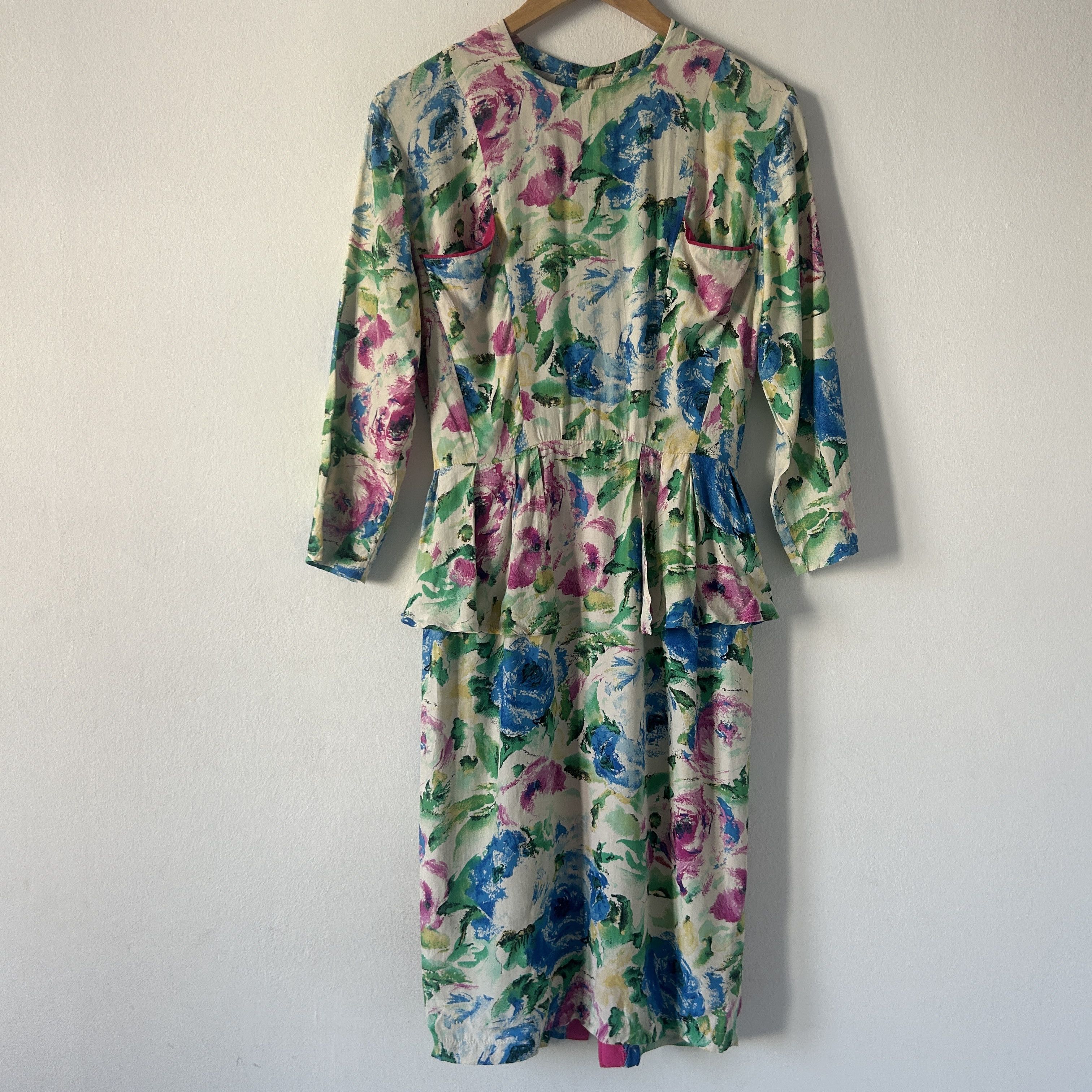 Vintage Vintage 70s white floral peplum dress Size M / US 6-8 / IT 42-44 - 7 Thumbnail