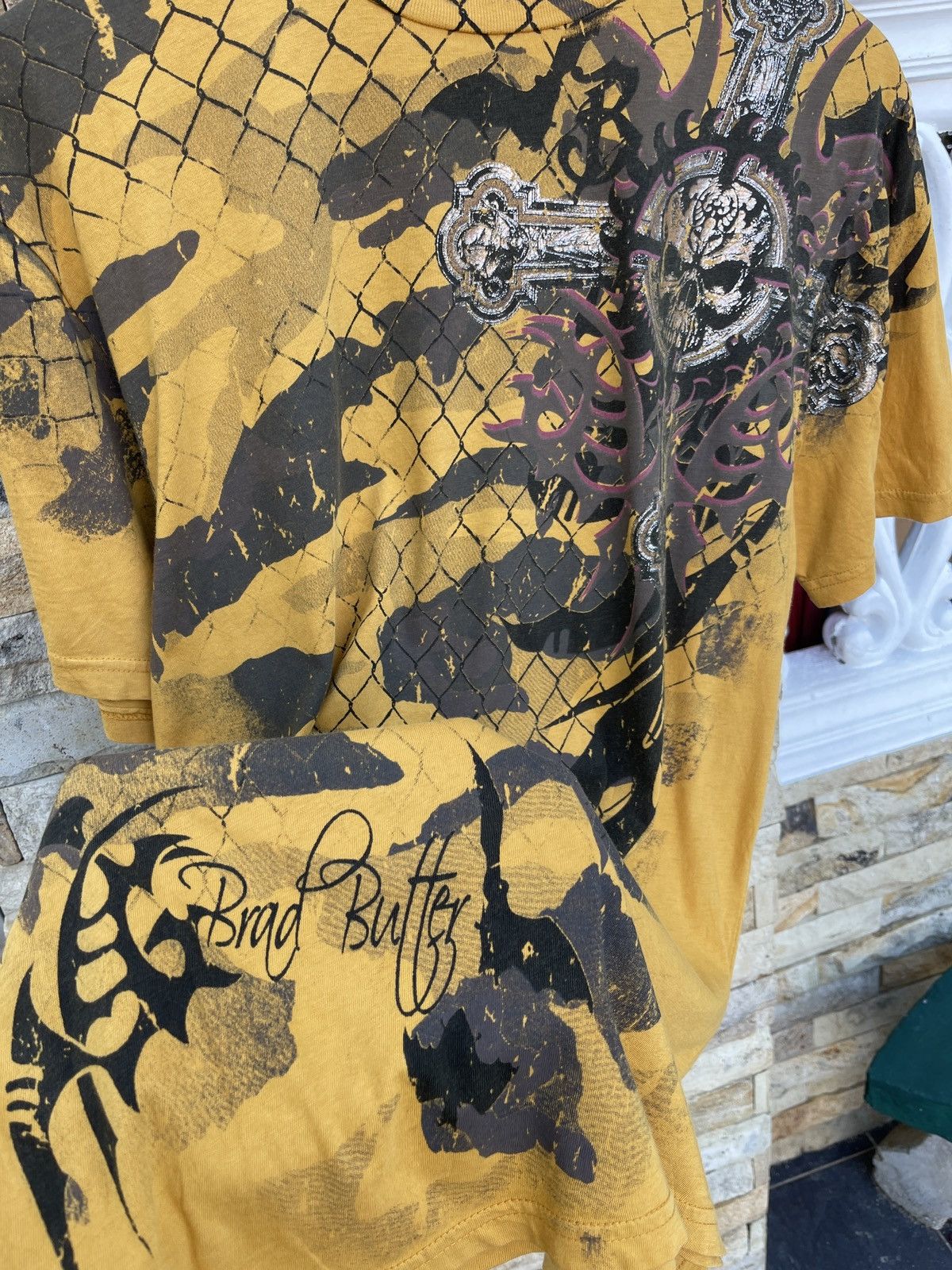 Affliction Rare🔥Brad Butter Cross Skull Head Affliction Style Tee Size US M / EU 48-50 / 2 - 6 Thumbnail