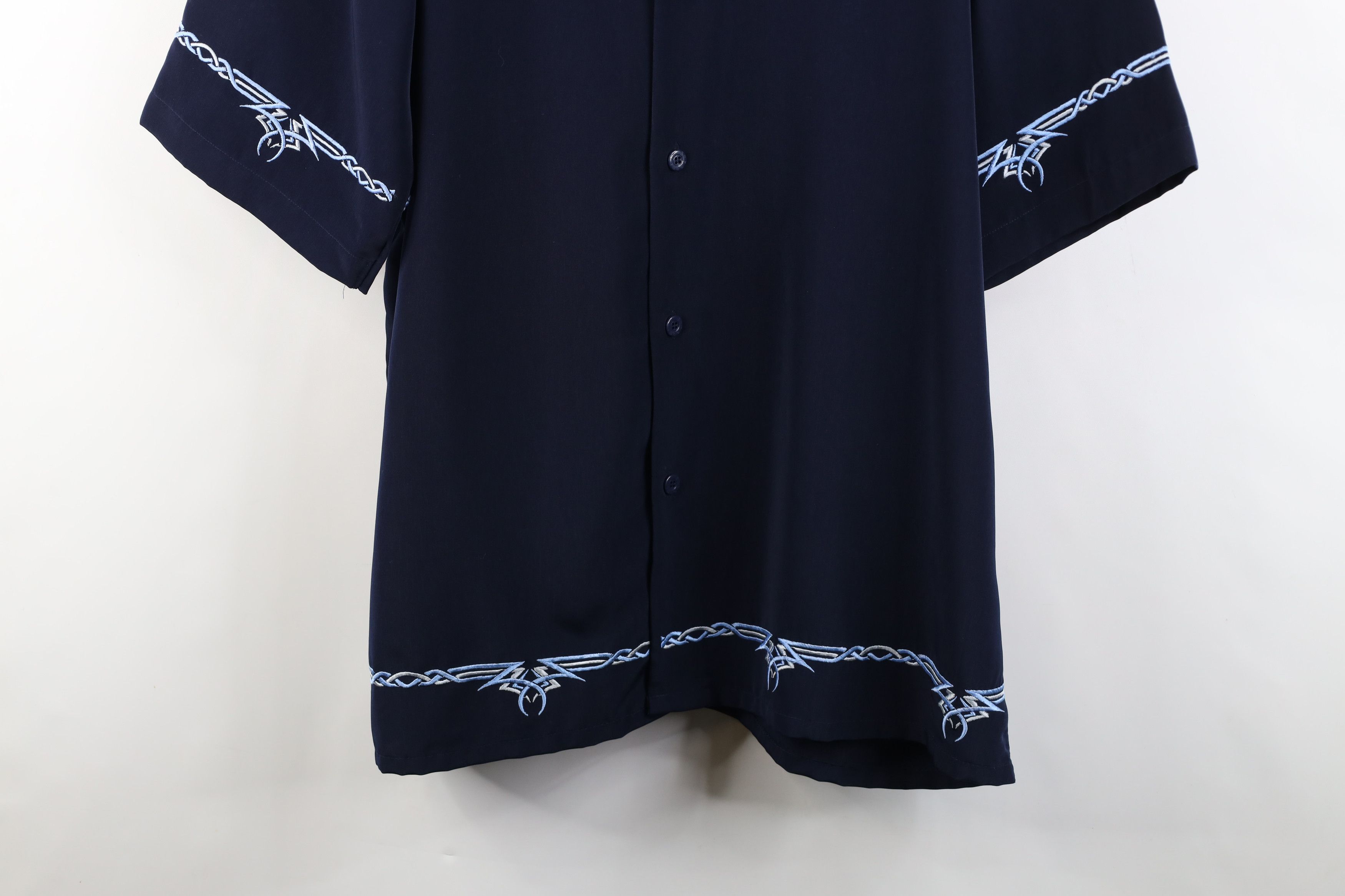 Vintage Vintage 90s Y2K Streetwear Collar Casino Button Shirt Blue Size US XL / EU 56 / 4 - 3 Thumbnail