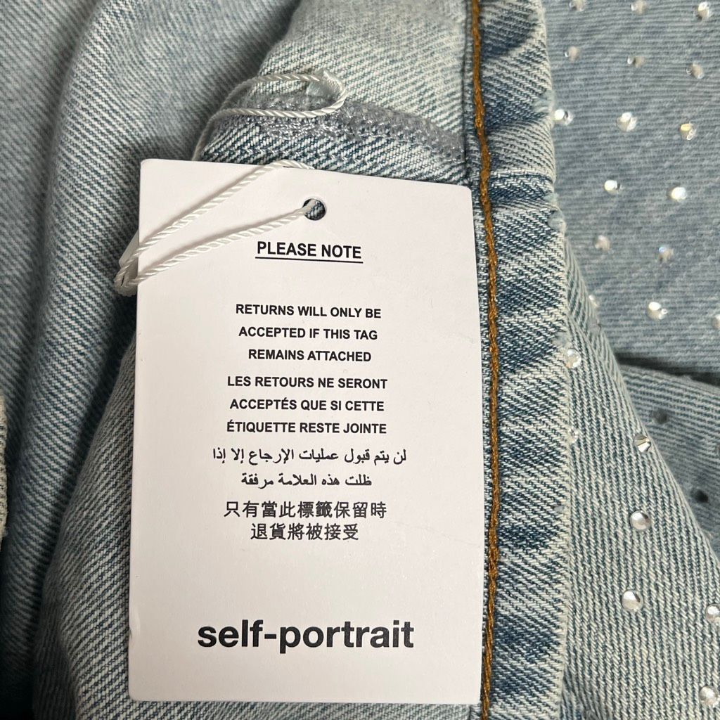 Self-Portrait NWT Self-Portrait Blue Rhinestone Wide-Leg Jeans Size 27 Size 27" / US 4 / IT 40 - 13 Thumbnail